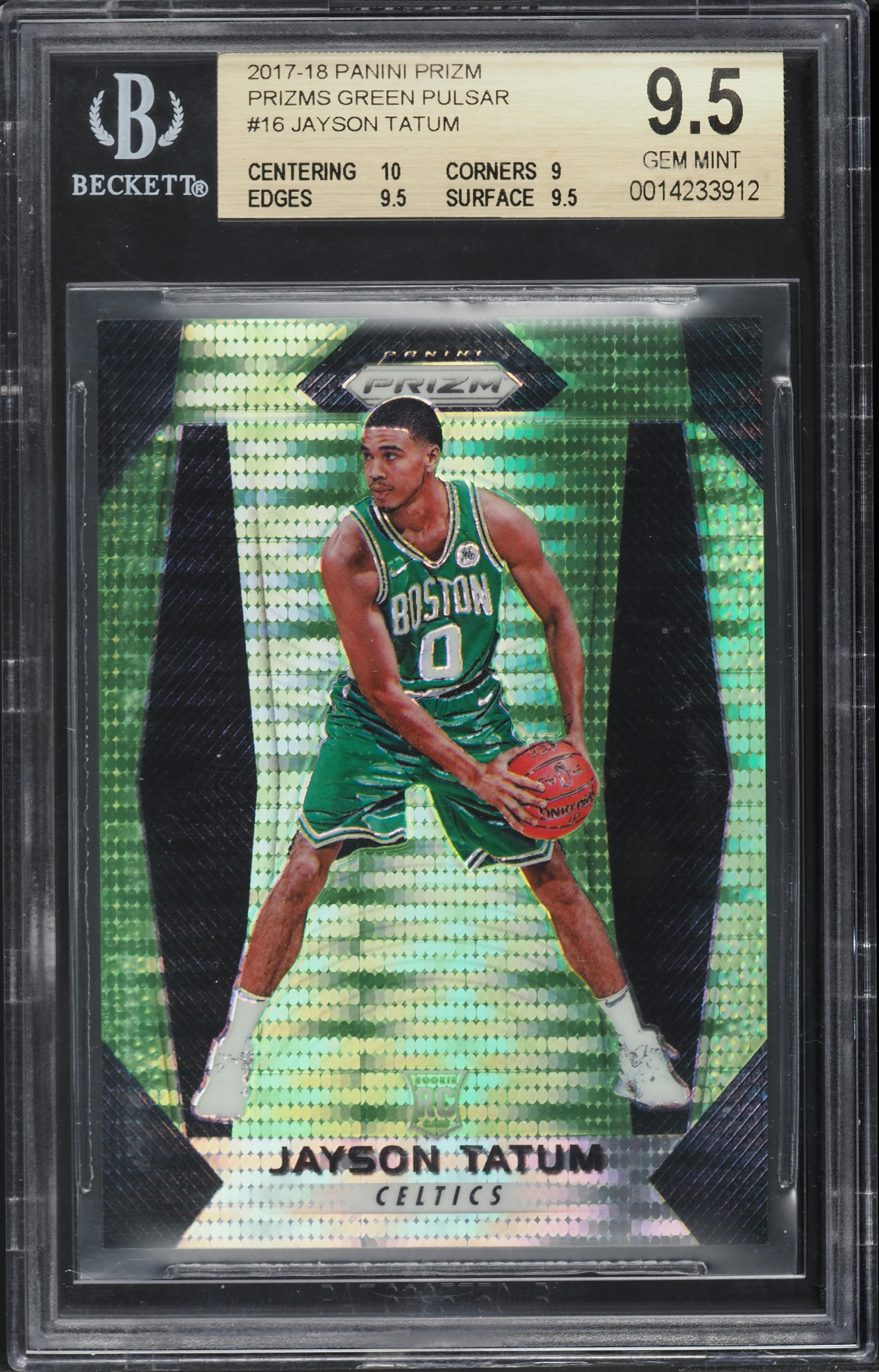 2017 Panini Prizm Green Pulsar Jayson Tatum ROOKIE /25 #16 BGS 9.5