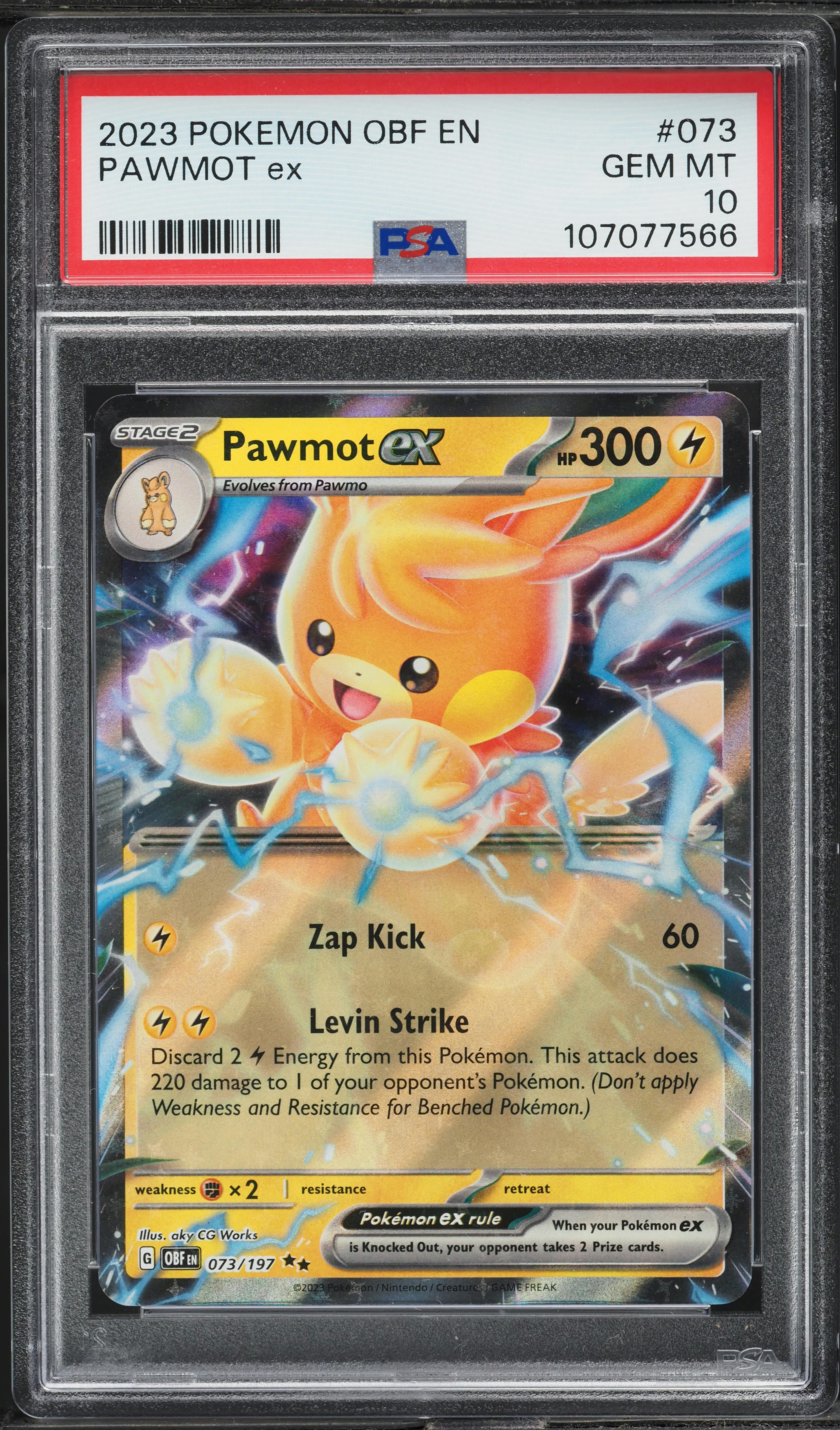 2023 Pokemon Scarlet & Violet Obsidian Flames Pawmot ex #73 PSA 10