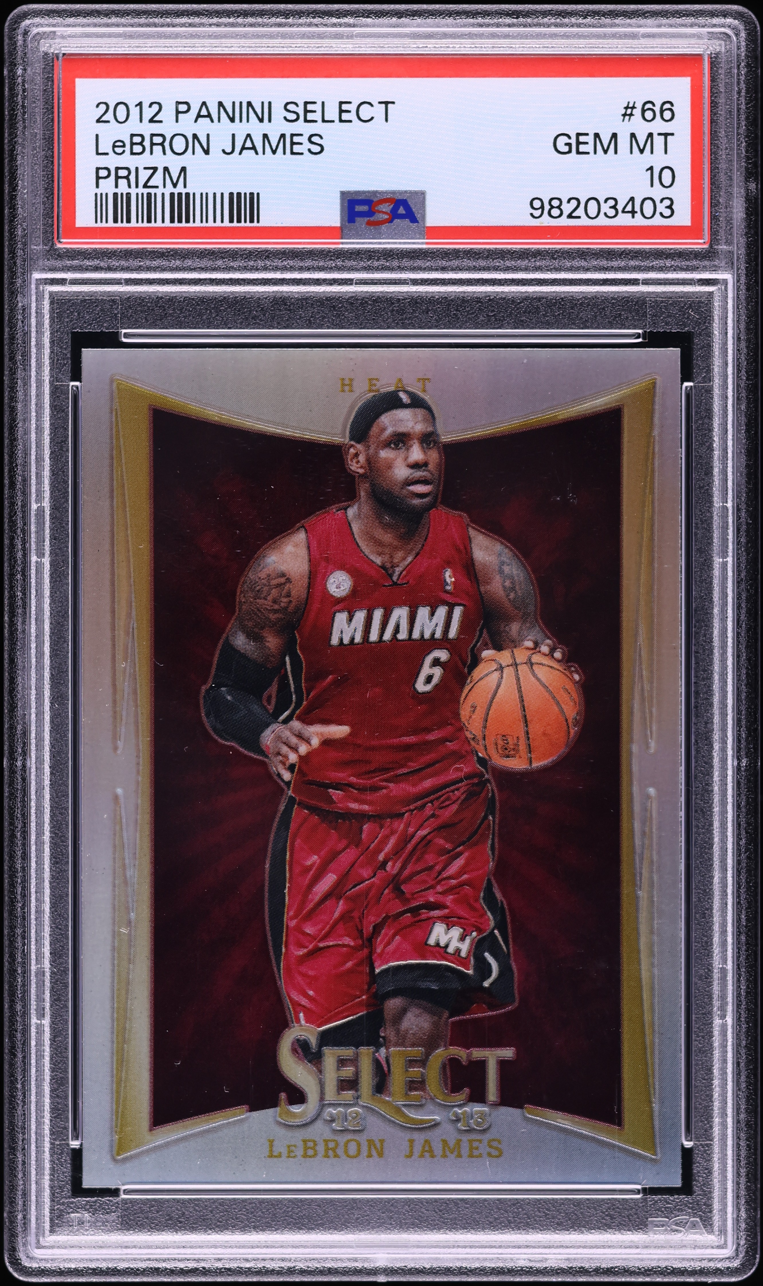 2012 Select Silver Prizm LeBron James #66 PSA 10 GEM MINT on