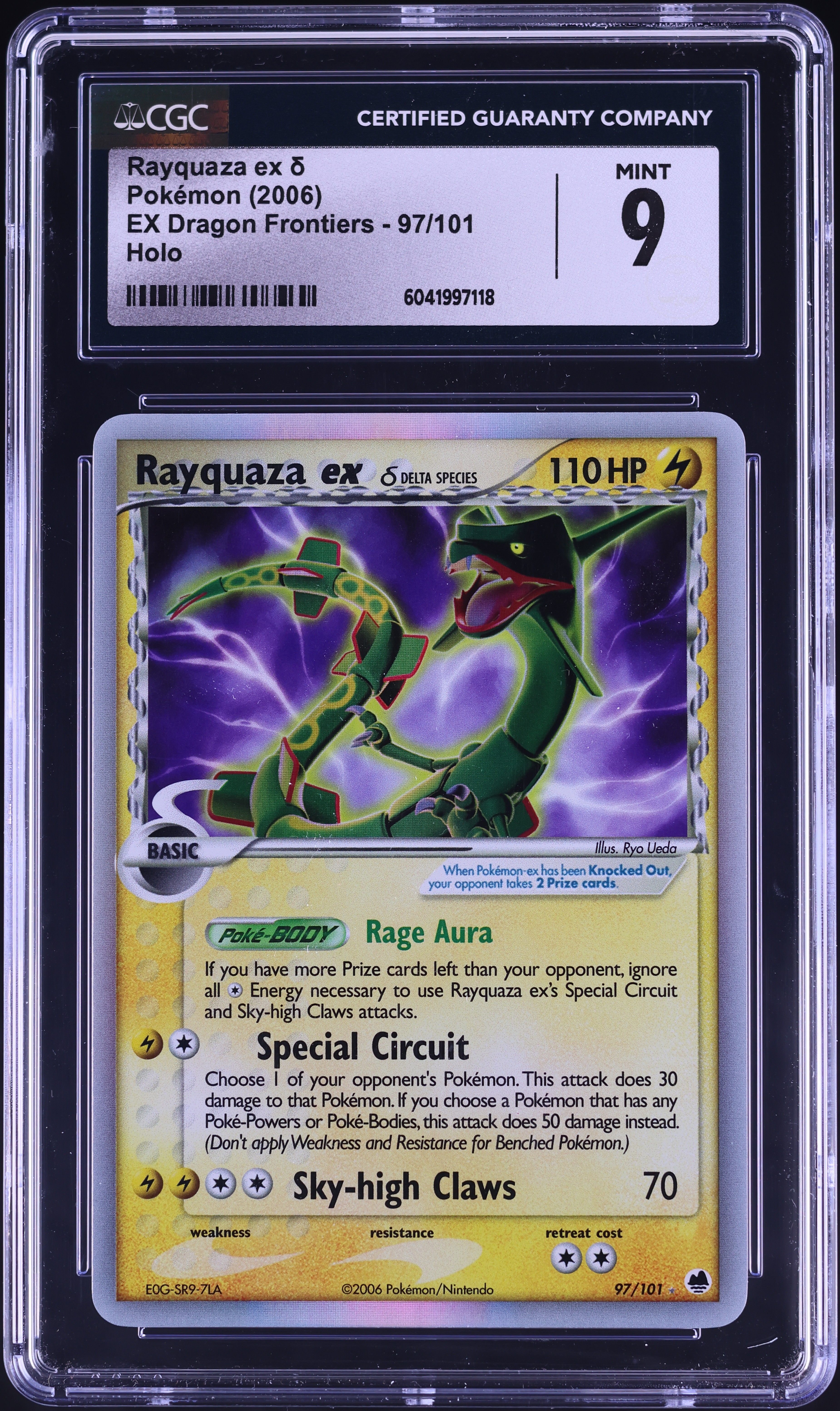 2006 Pokemon EX Dragon Frontiers Holo Rayquaza ex #97 CGC 9 MINT