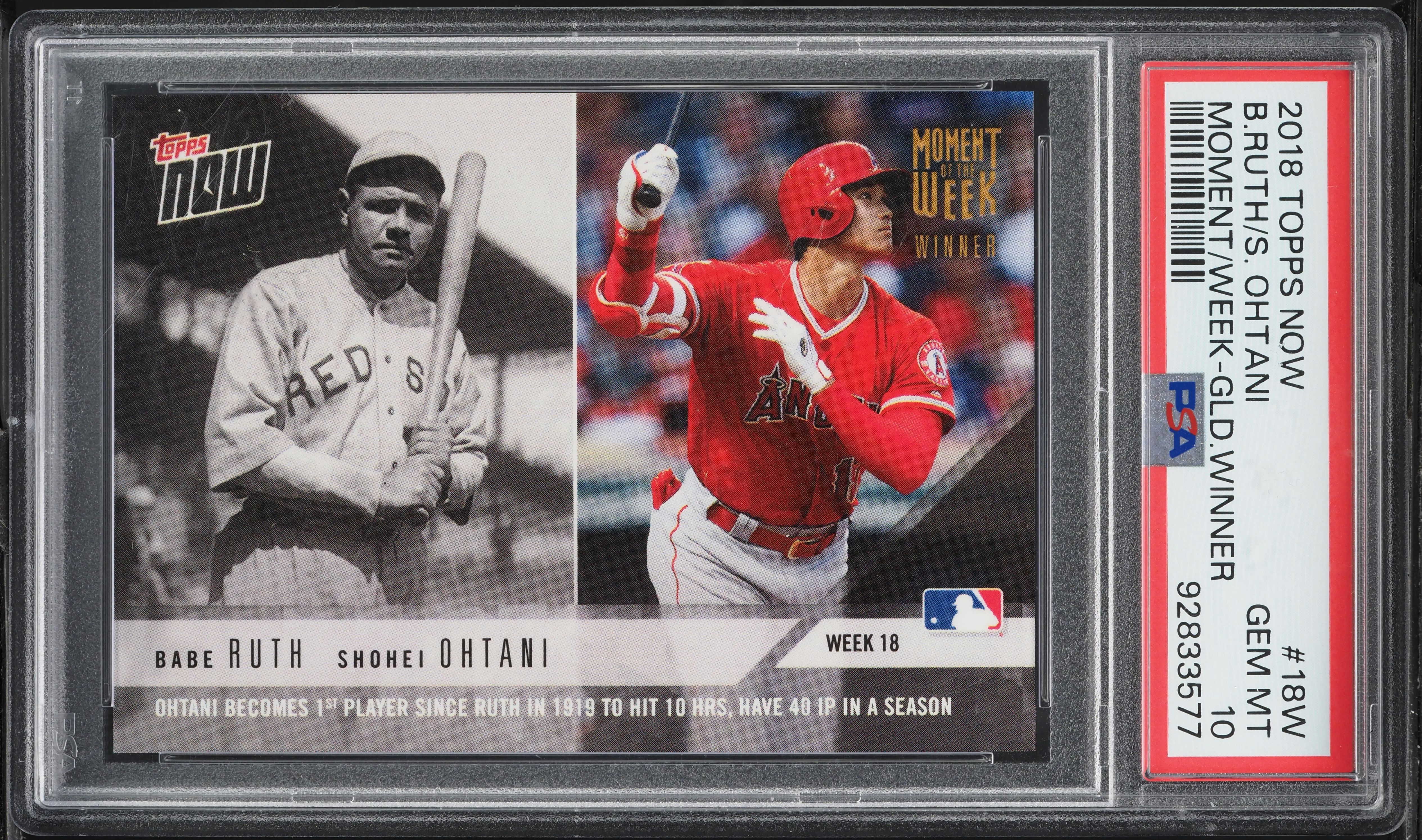 2018 Topps Now Moment Of The Week Winner Babe Ruth Shohei Ohtani