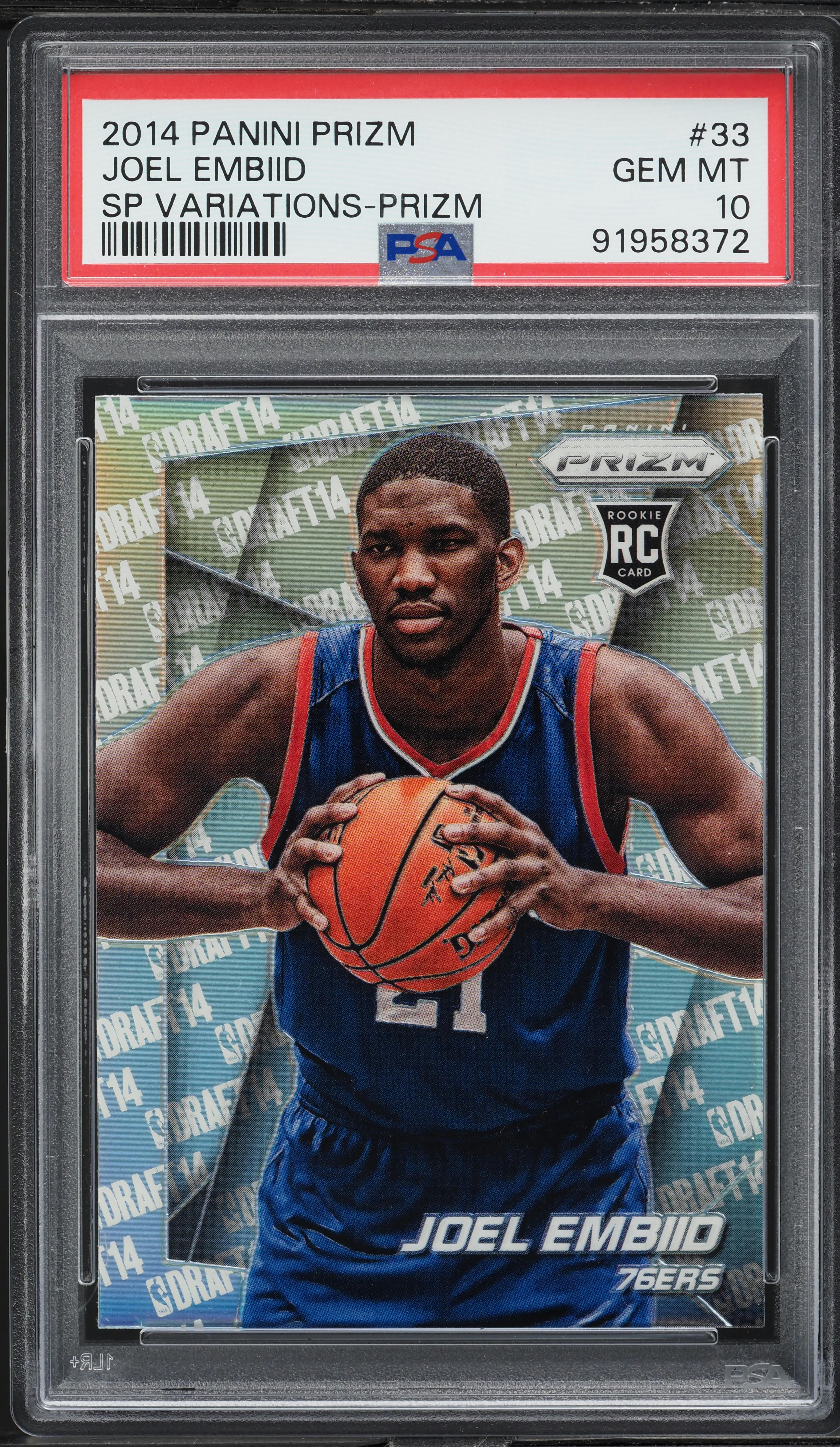 2014 Panini Prizm Variation Silver Joel Embiid ROOKIE #33 PSA 10