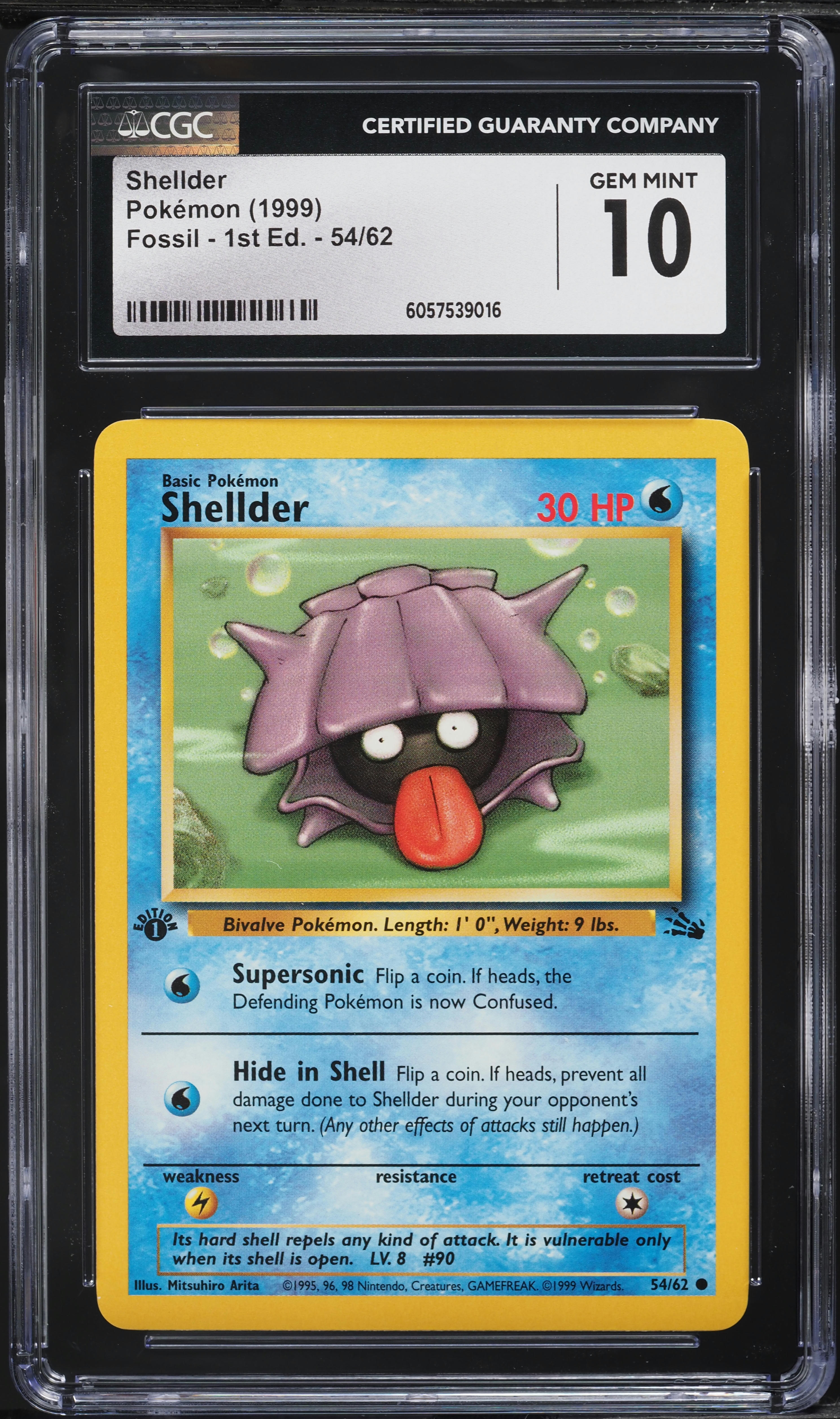 1999 Pokemon Fossil 1st Edition Shellder #54 CGC 10 GEM MINT on