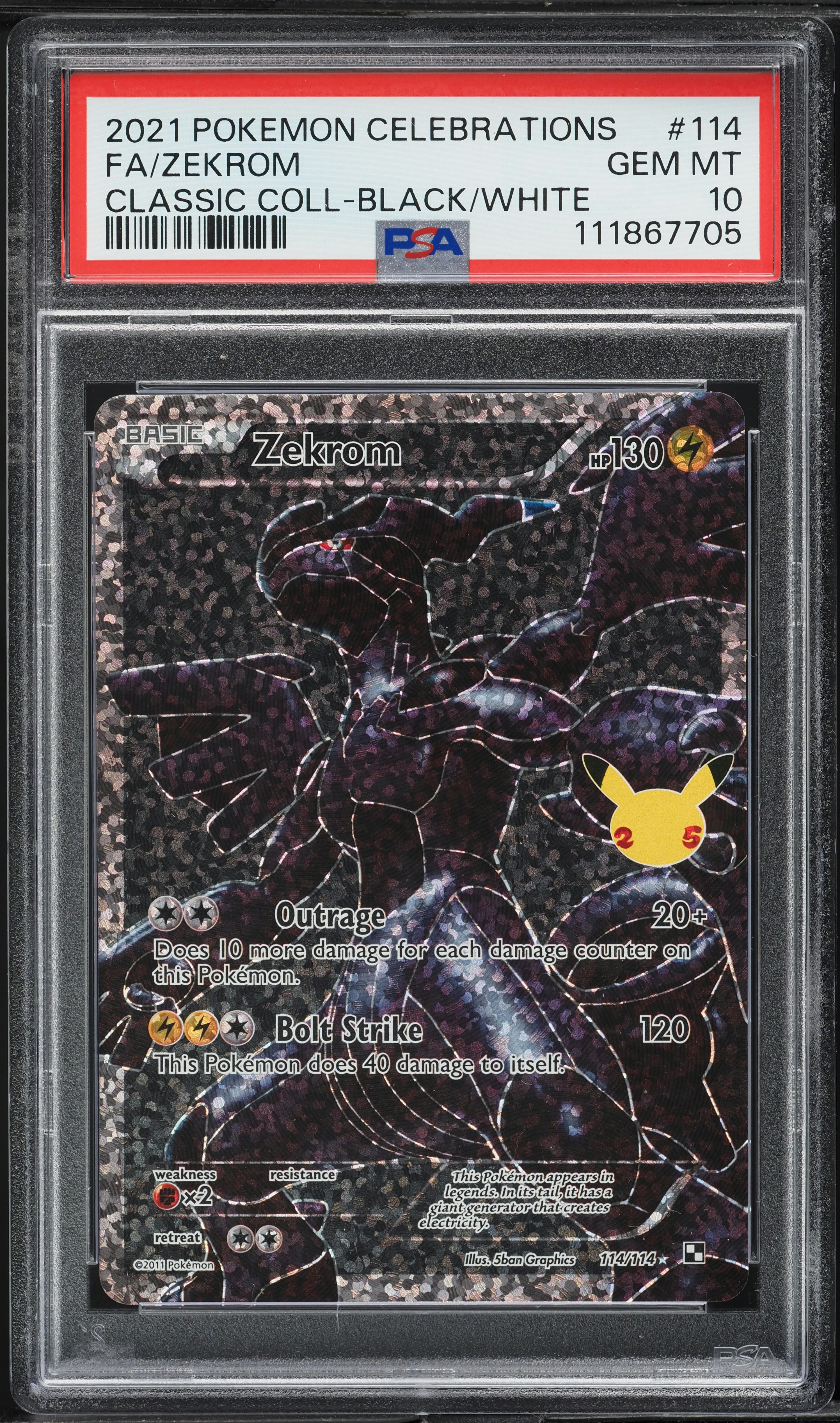 2021 Pokemon SWSH Celebrations Classic Collection Full Art Zekrom