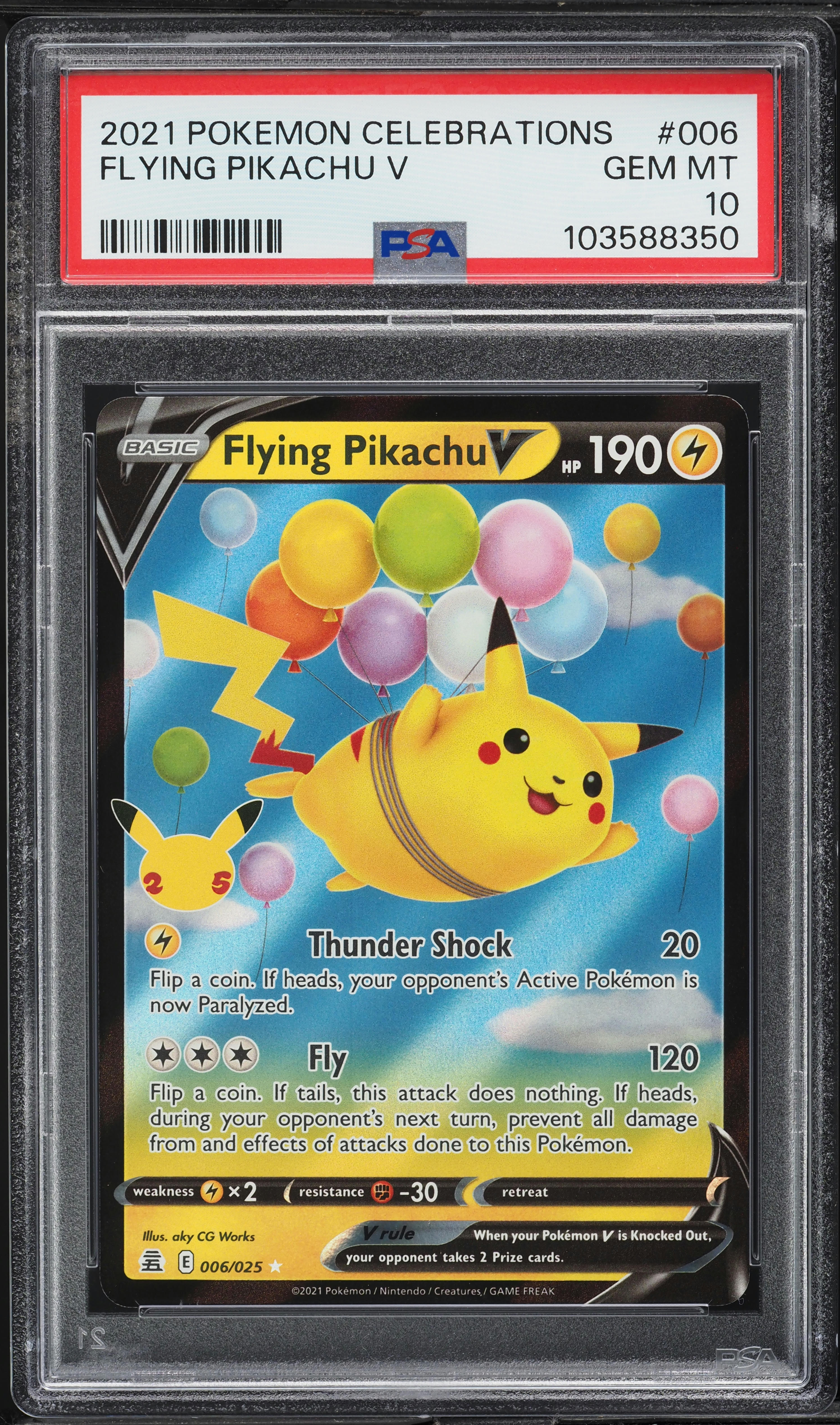 2021 Pokemon Sword & Shield Celebrations Flying Pikachu V #6 PSA