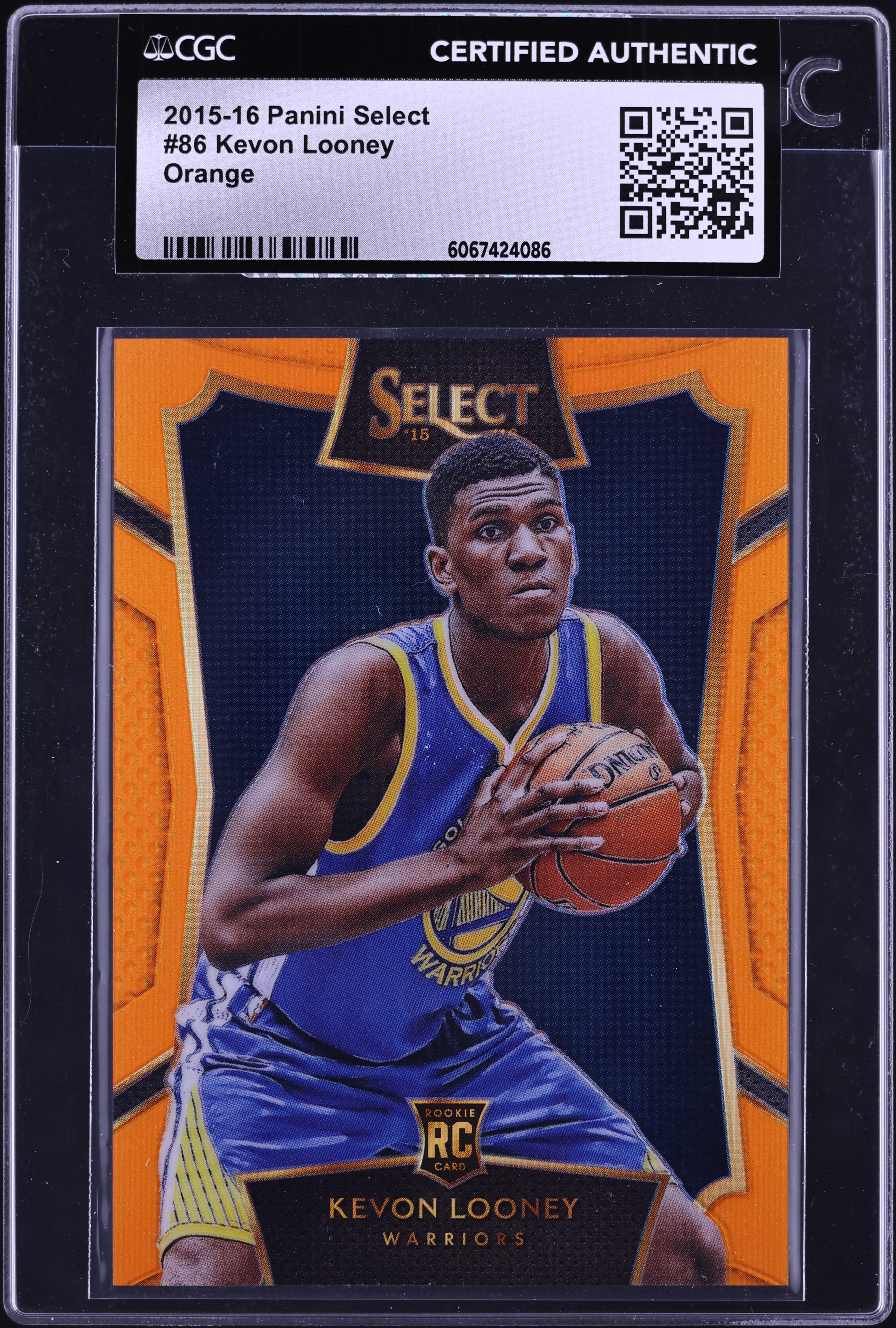 2015 Select Orange Prizm Kevon Looney ROOKIE /60 #86 CGC AUTH on