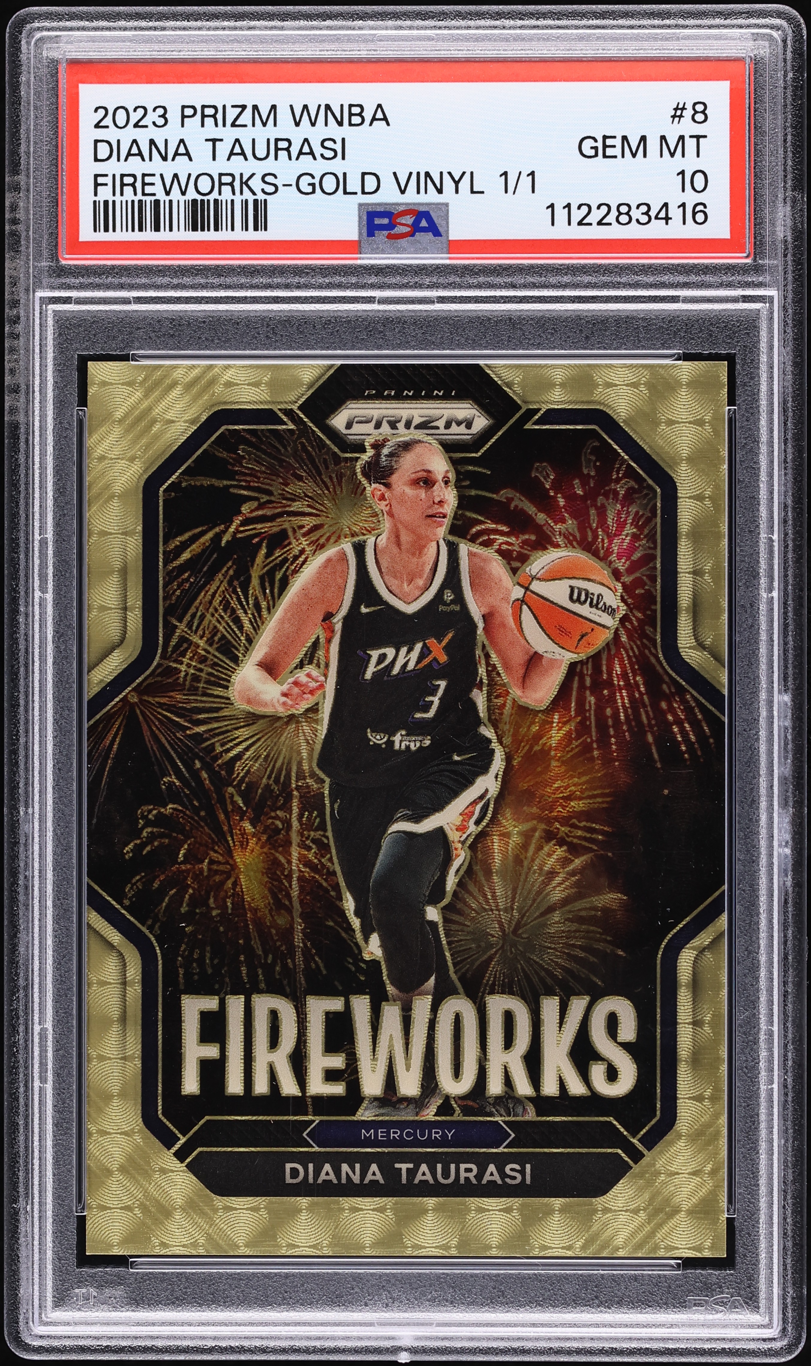 2023 Panini Prizm WNBA Fireworks Gold Vinyl Diana Taurasi 1/1 #8