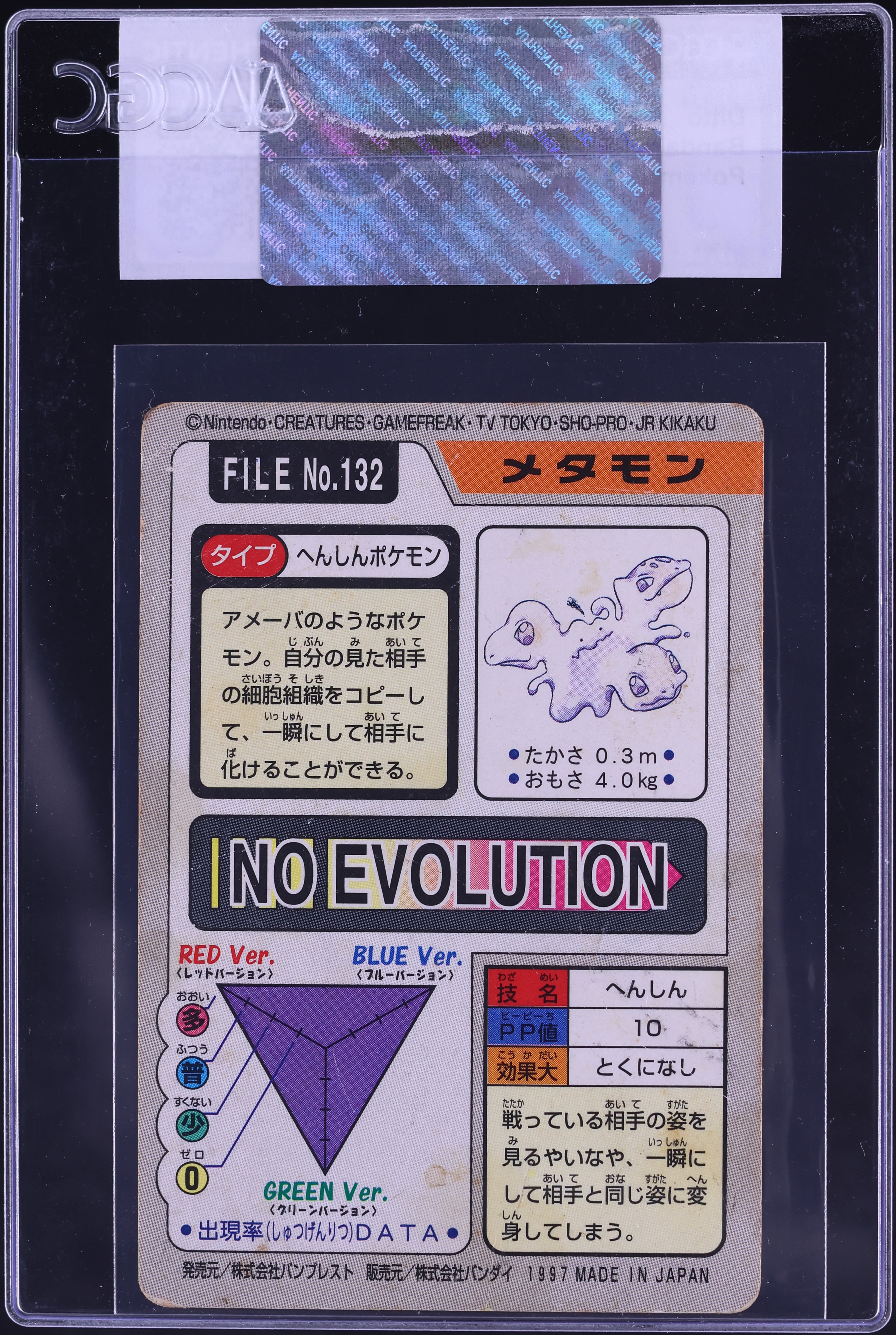 1997 Pokemon Japanese Pocket Monsters Carddass Ditto #132 CGC AUTH on  Fanatics Collect