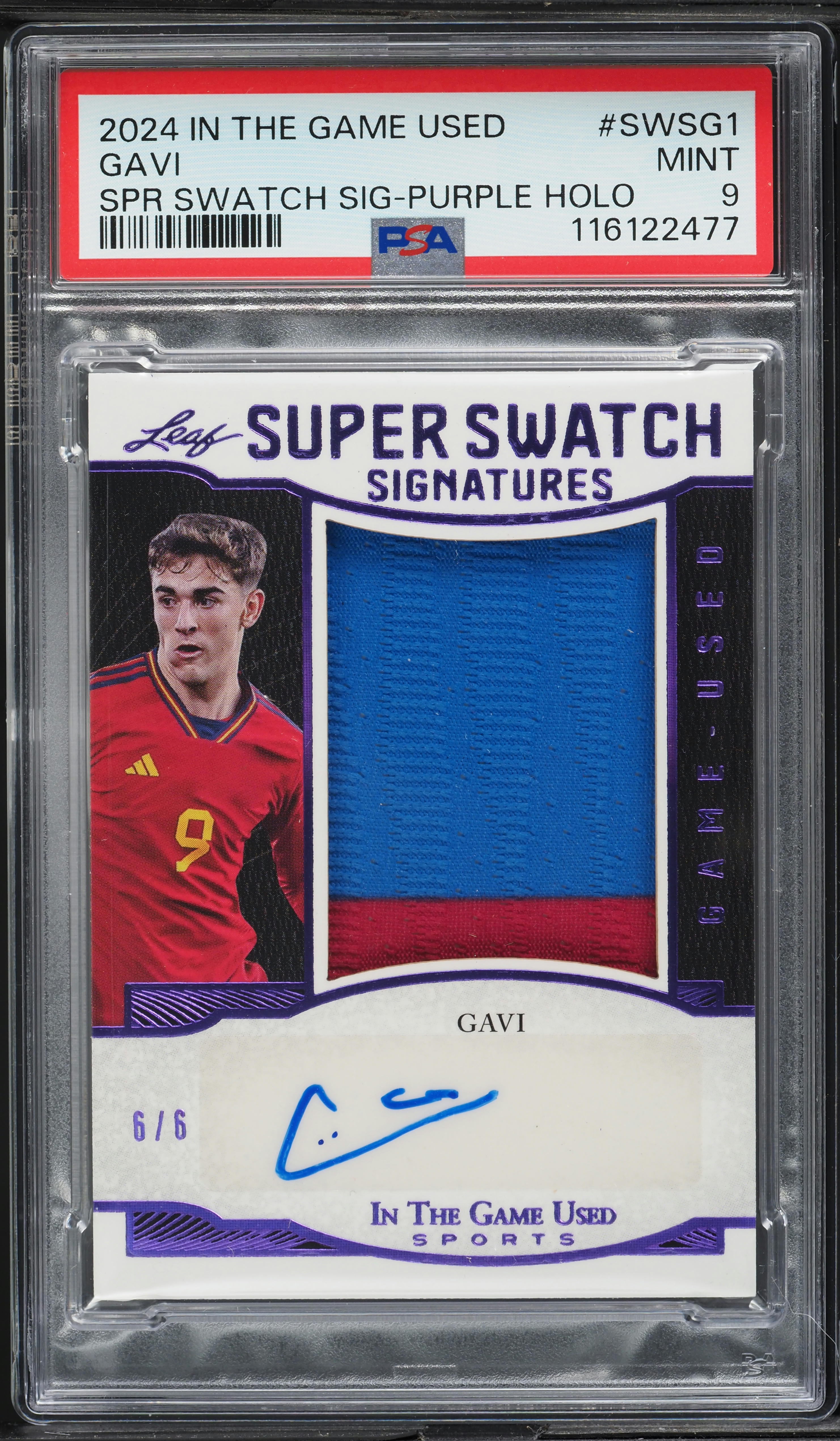 2024 Leaf In The Game Used Super Swatch Purple Holo Gavi PATCH