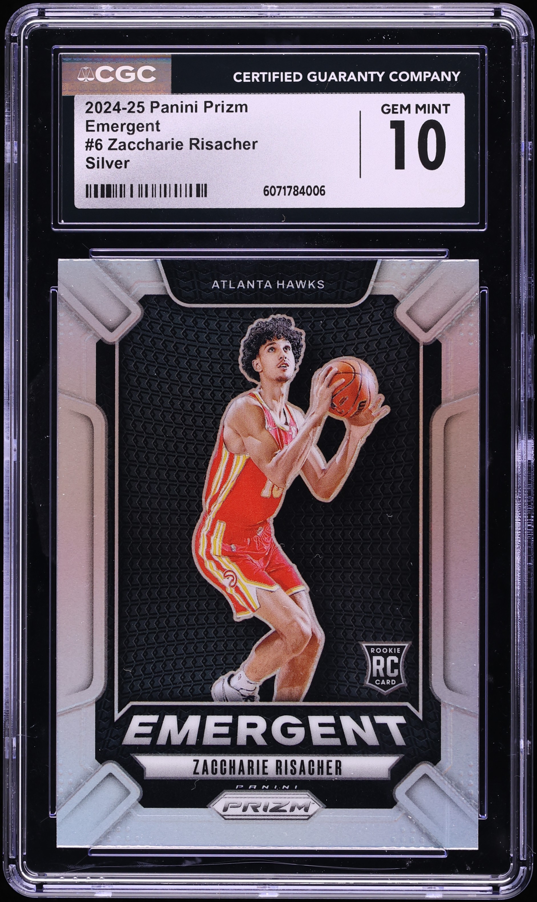 2024 Panini Prizm Emergent Silver Zaccharie Risacher ROOKIE #6 CGC 