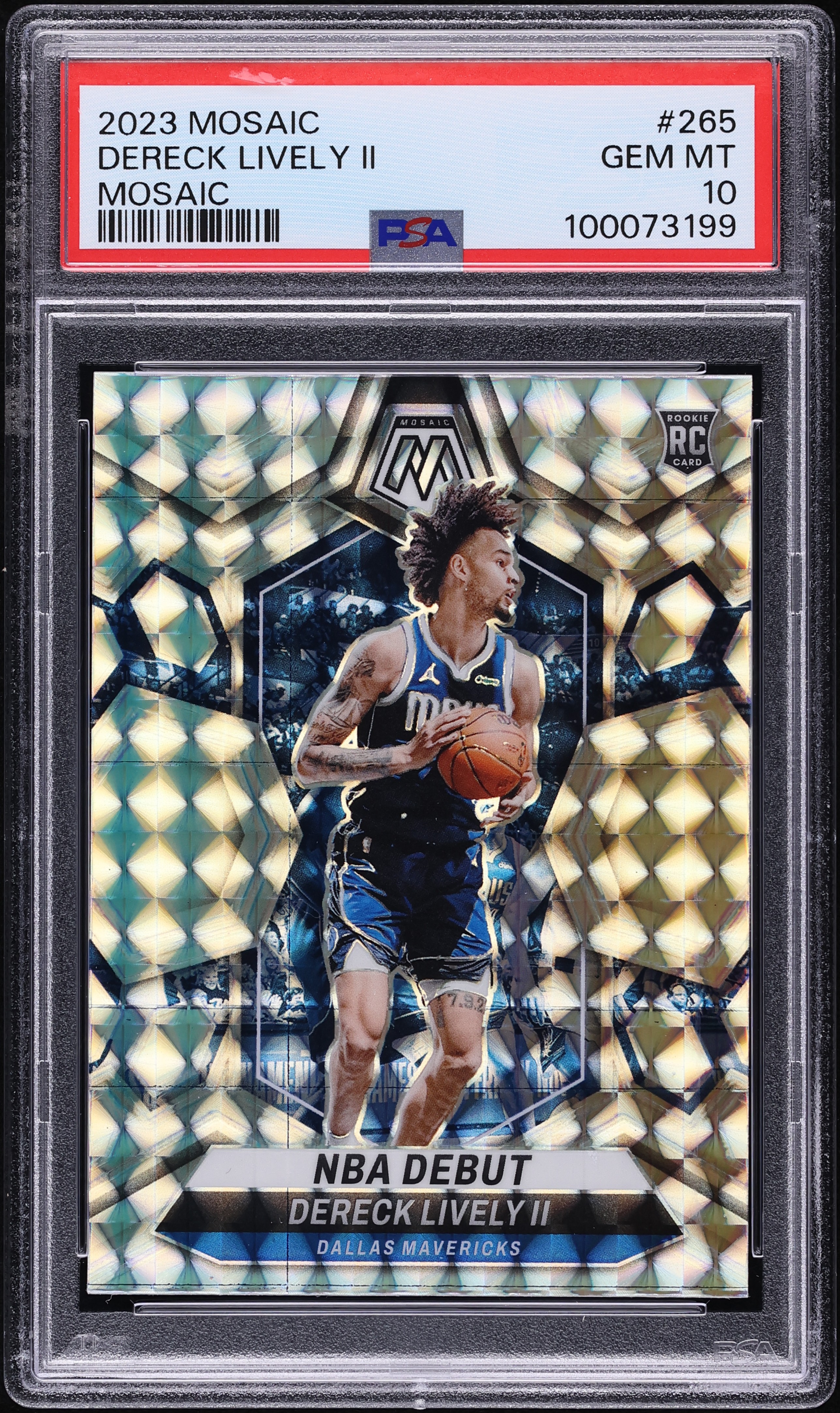 2023 Panini Mosaic Dereck Lively II ROOKIE #265 PSA 10 GEM MINT on 