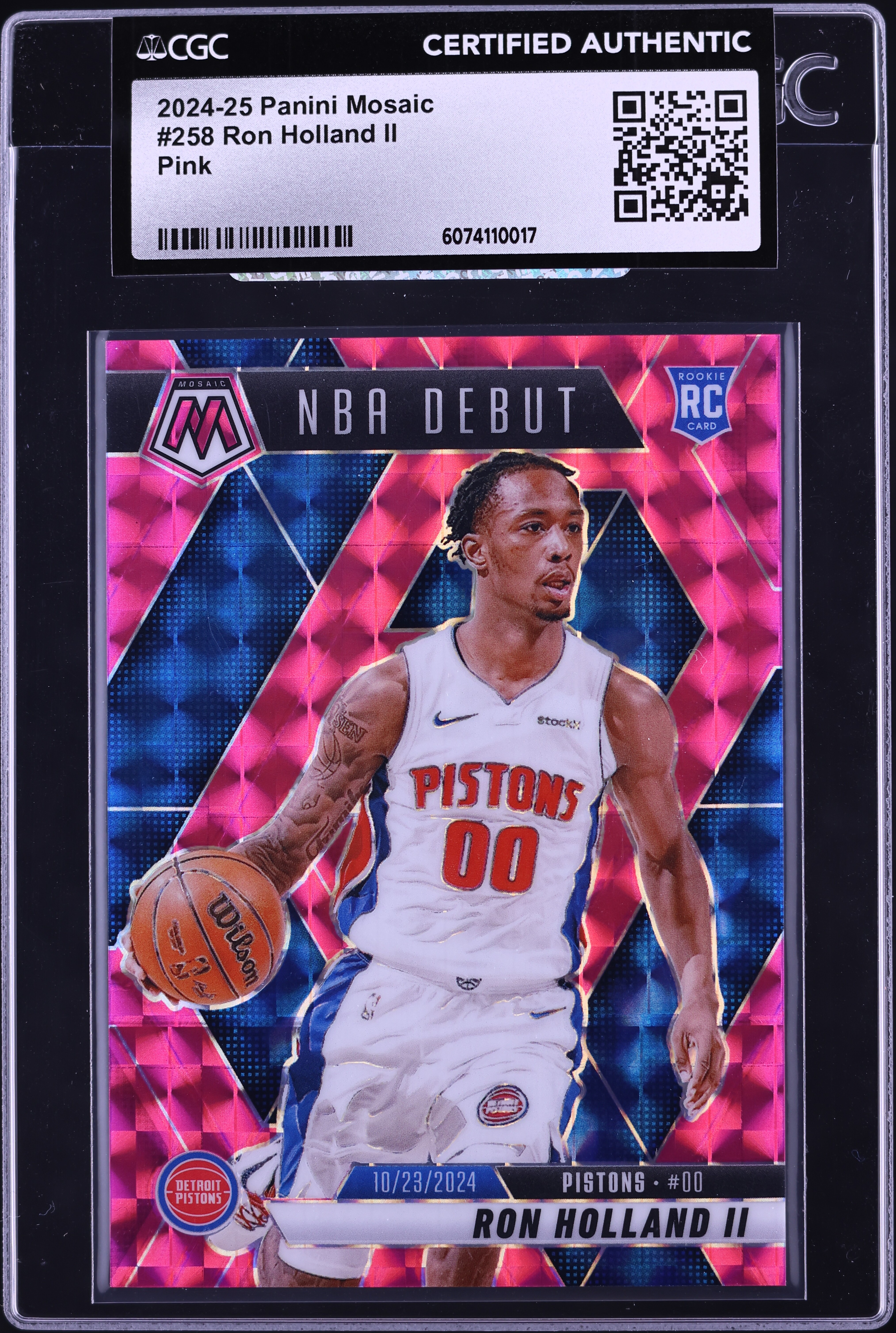 2024 Panini Mosaic Pink Ron Holland II ROOKIE /175 #258 CGC AUTH