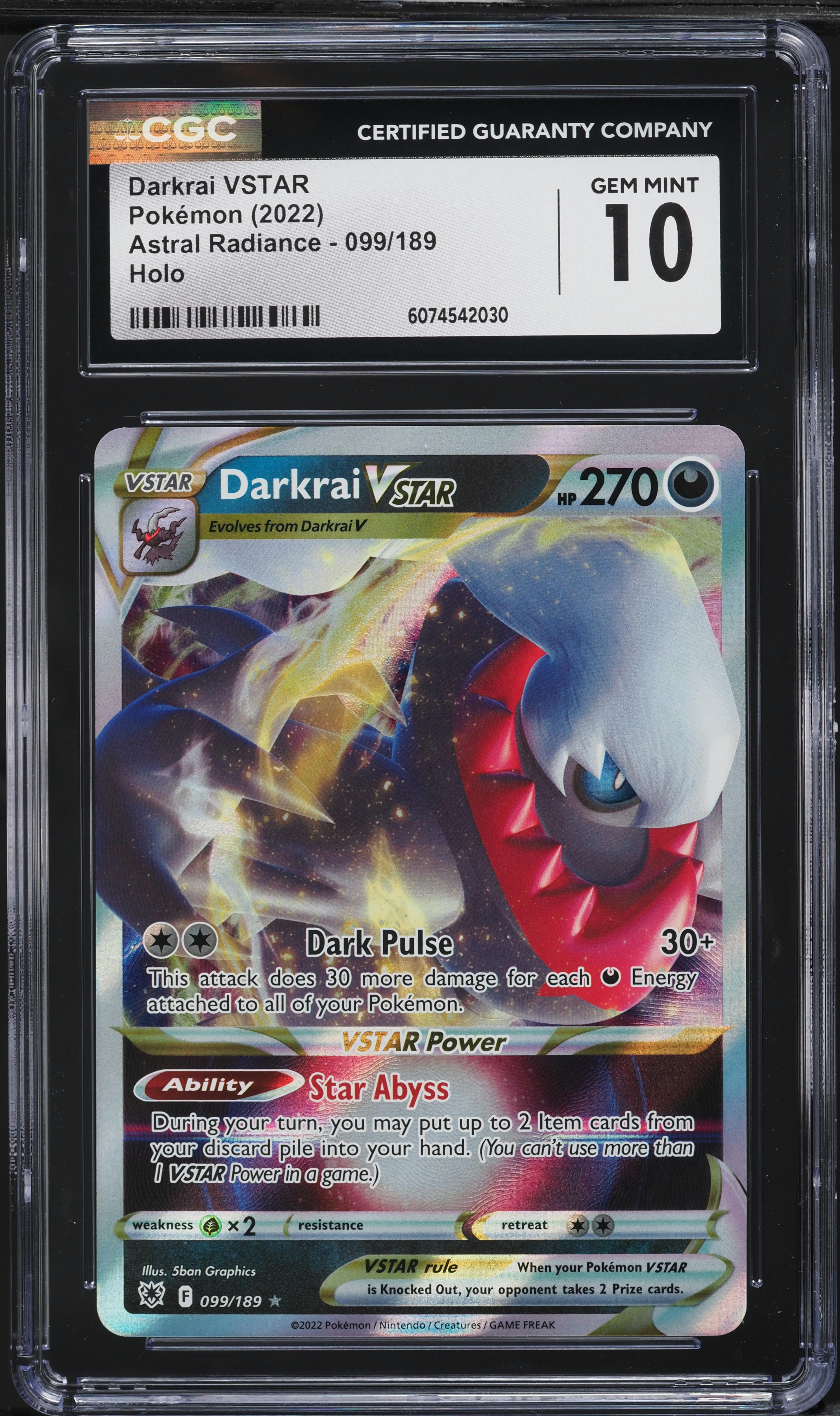 2022 Pokemon Sword & Shield Astral Radiance Darkrai VSTAR #99 CGC