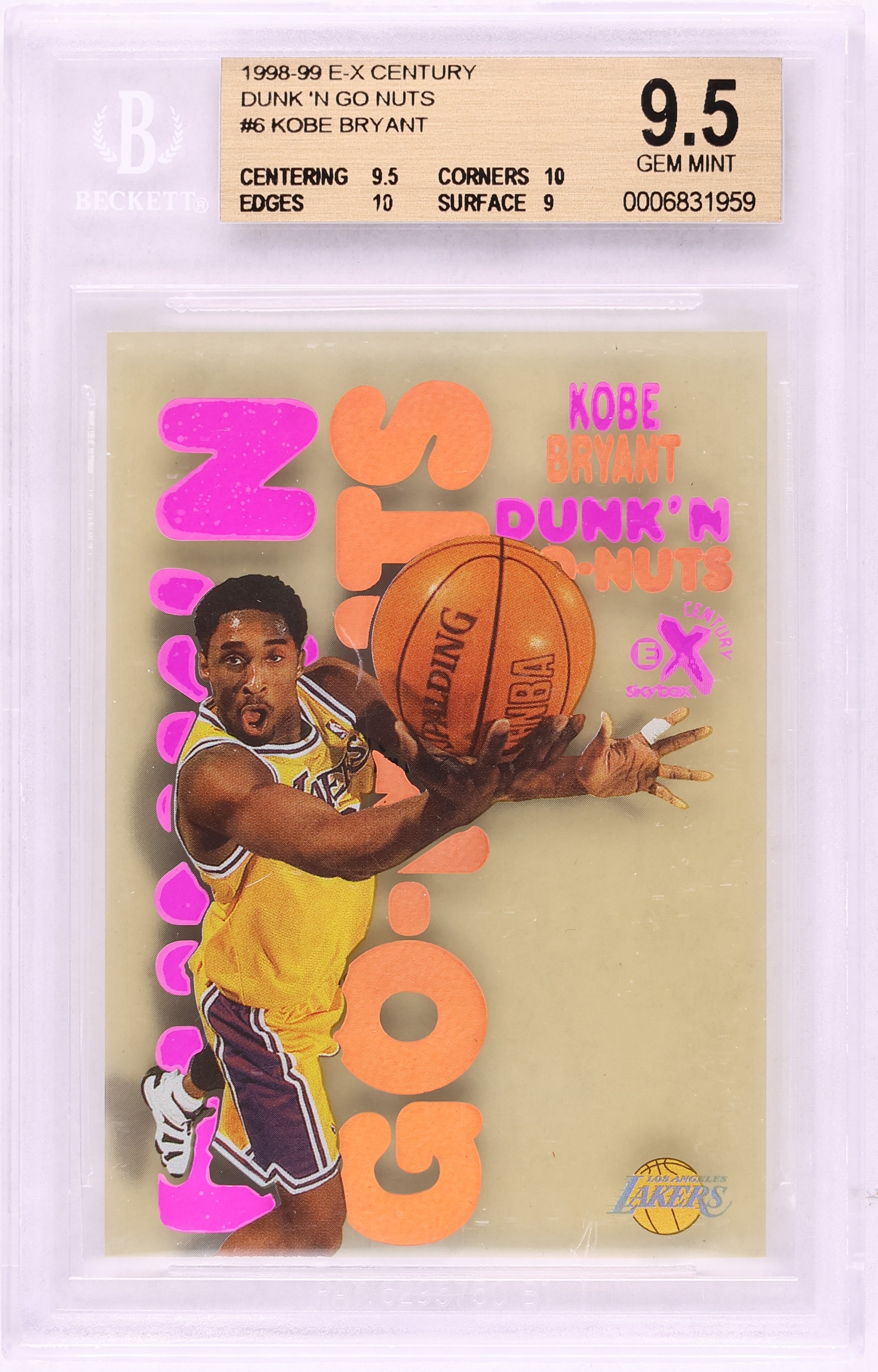 1998 Skybox E-X Century Dunk 'N Go Nuts Kobe Bryant #6DG BGS 9.5