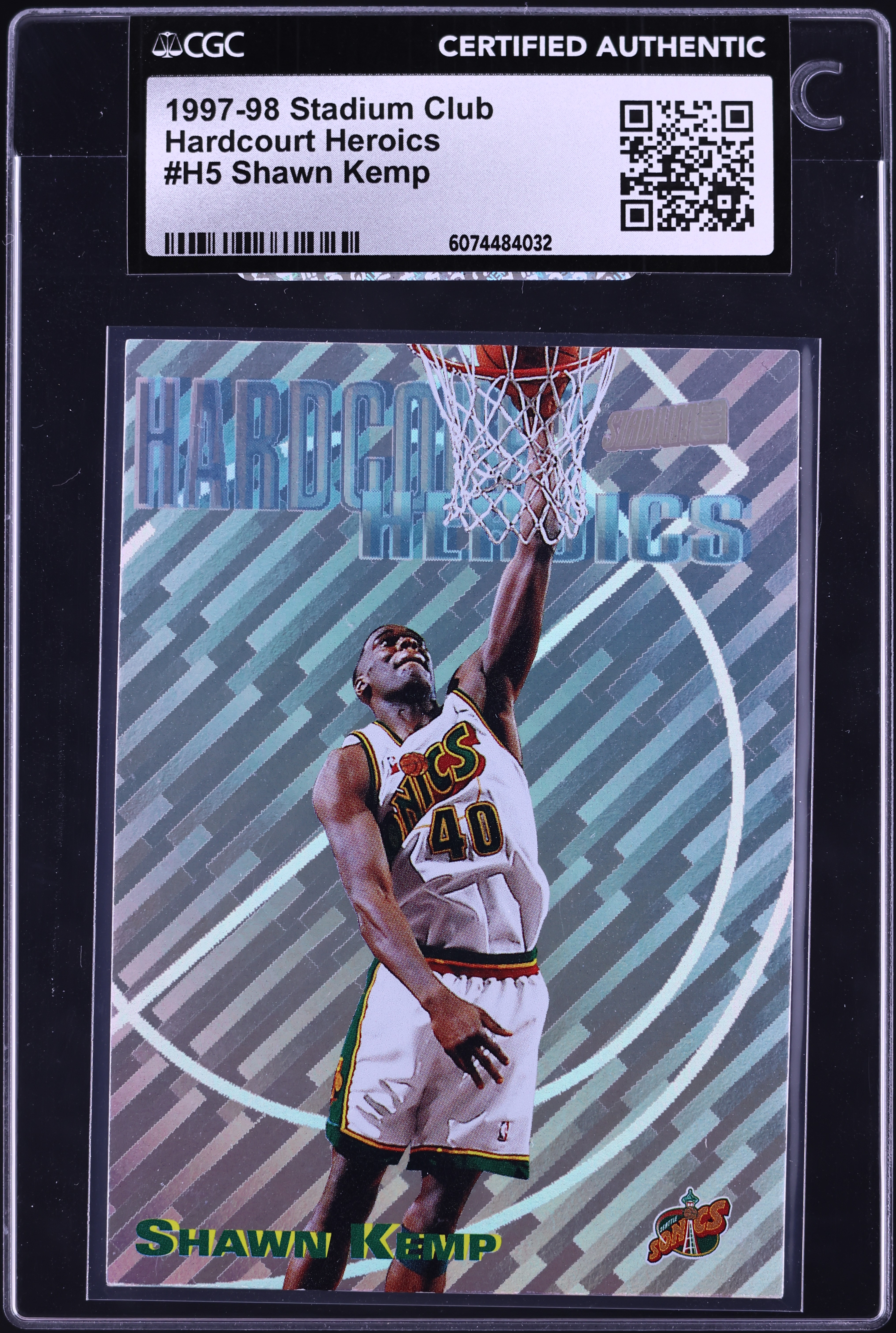 1997 Stadium Club Hardcourt Heroics Shawn Kemp #H5 CGC AUTH on 