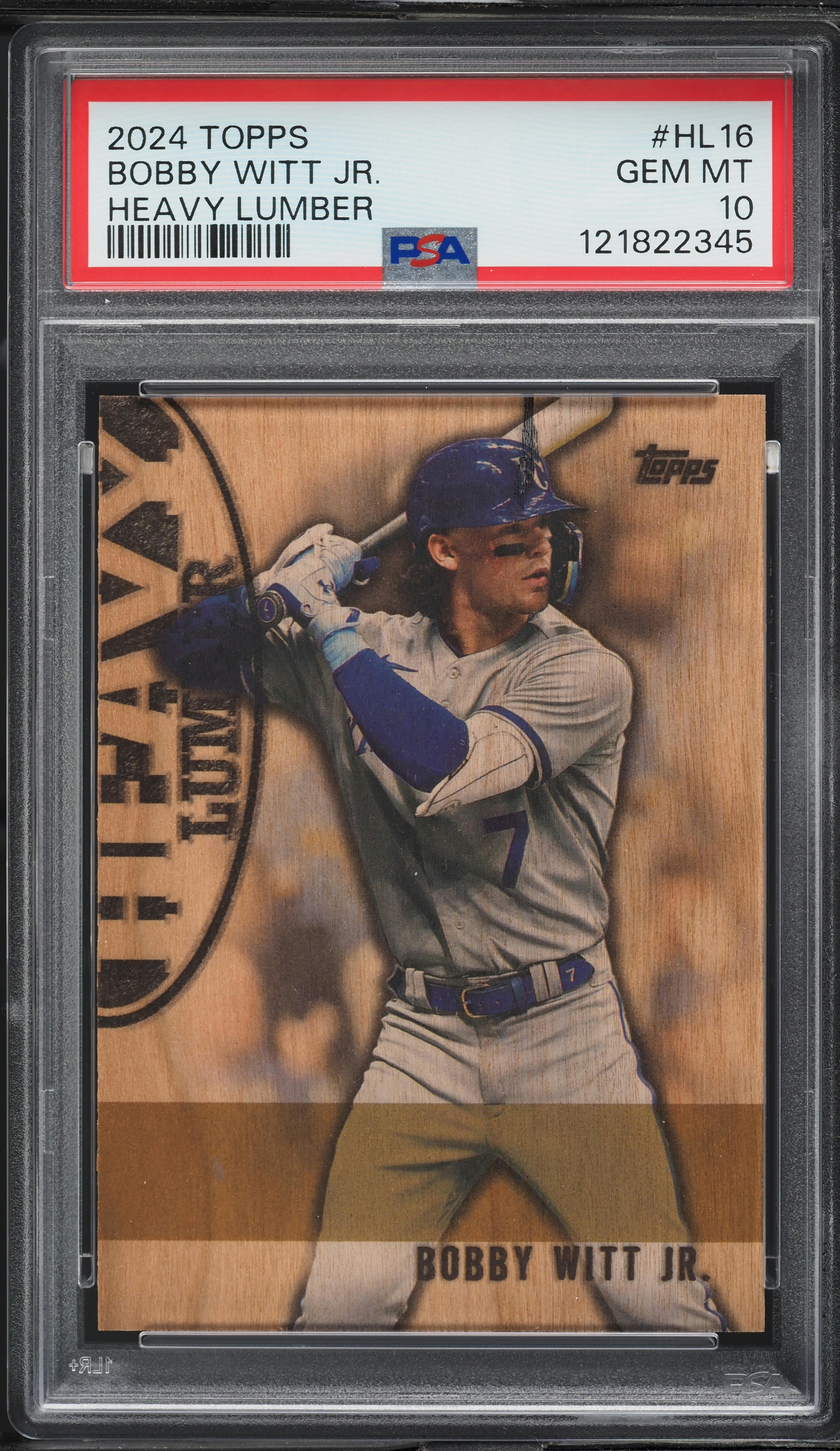 2024 Topps Heavy Lumber Bobby Witt Jr. #HL-16 PSA 10 GEM MINT on 