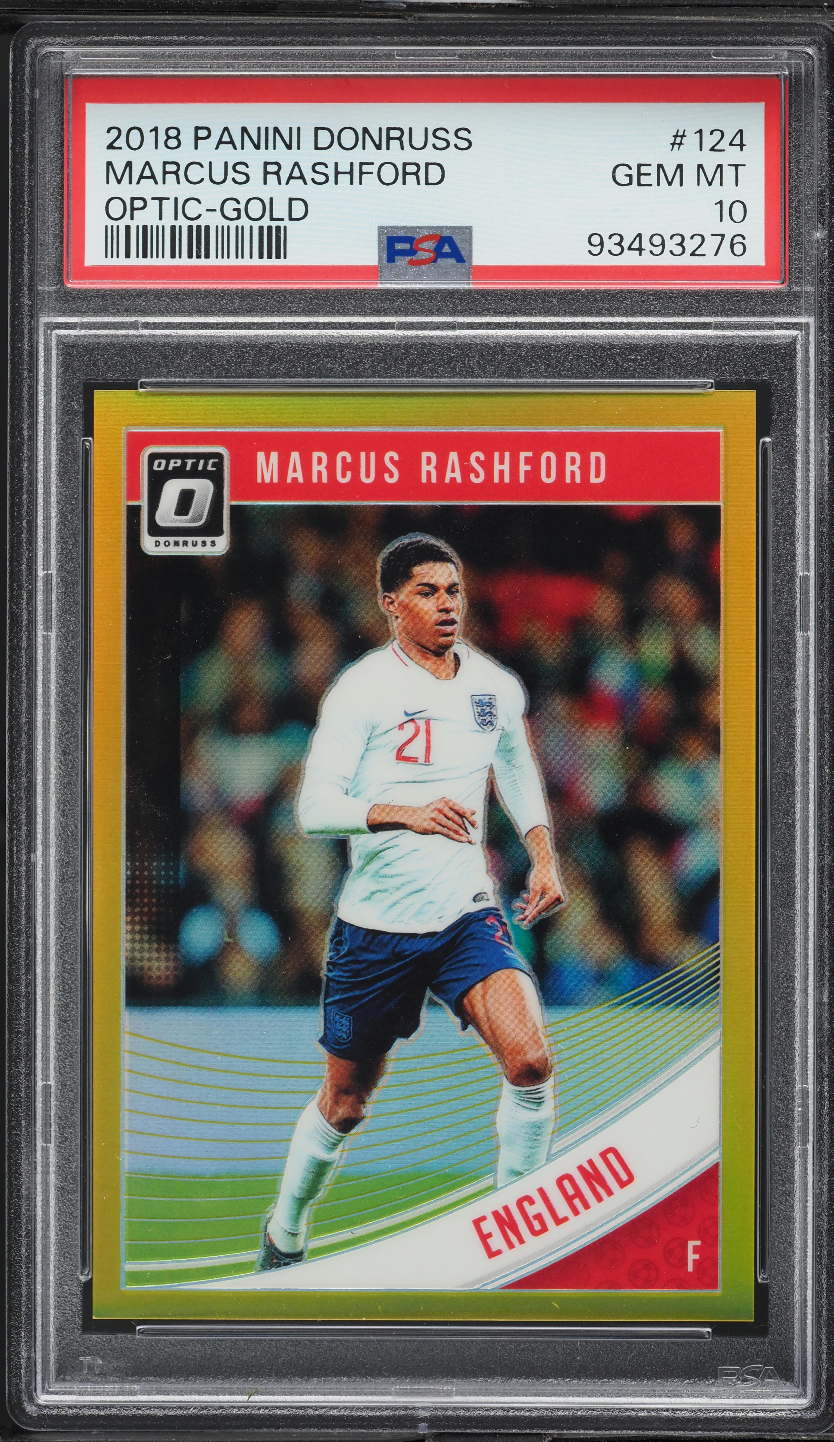 2018 Donruss Optic Gold Marcus Rashford /10 #124 PSA 10 GEM MINT