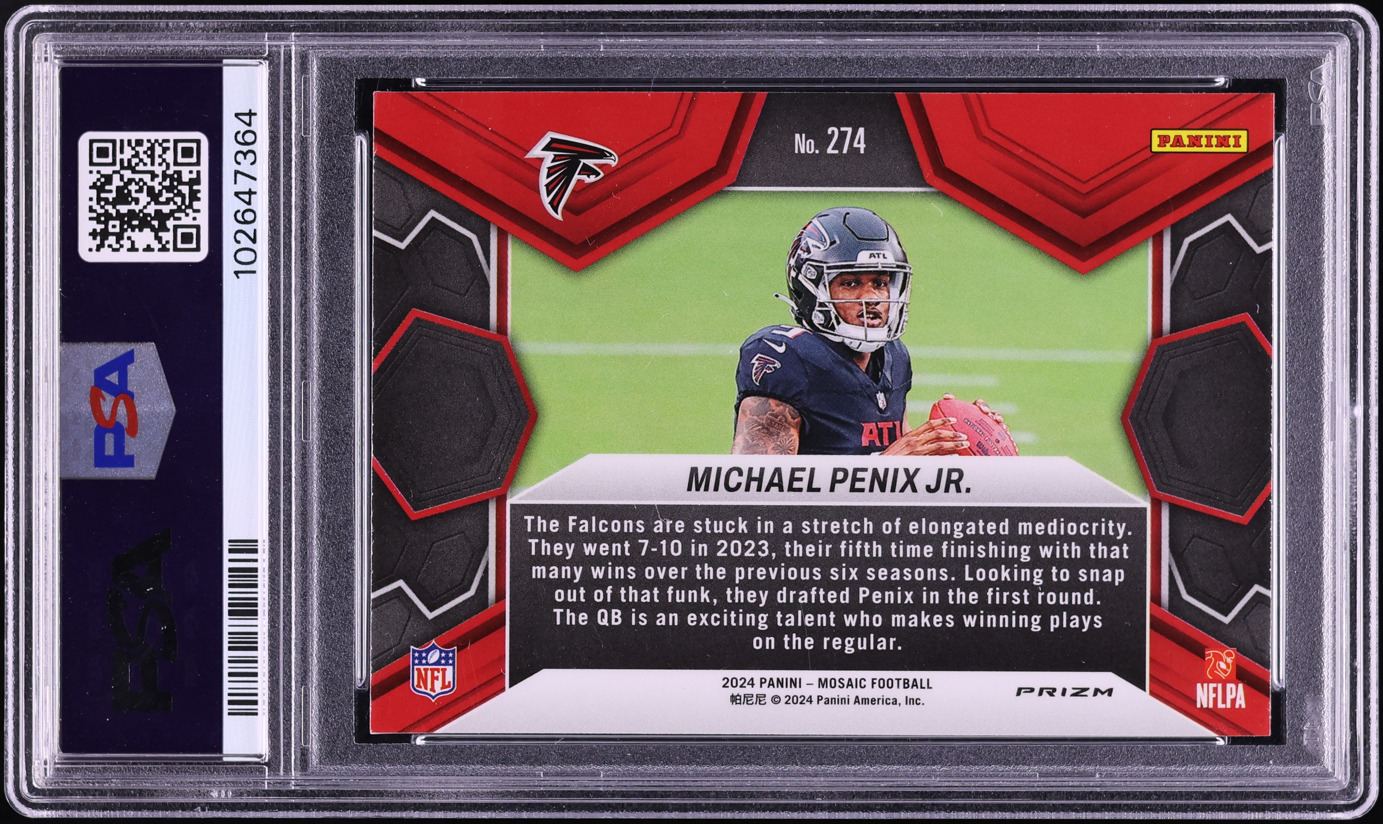 2024 Panini Mosaic Reactive Blue Michael Penix Jr. ROOKIE #274 PSA
