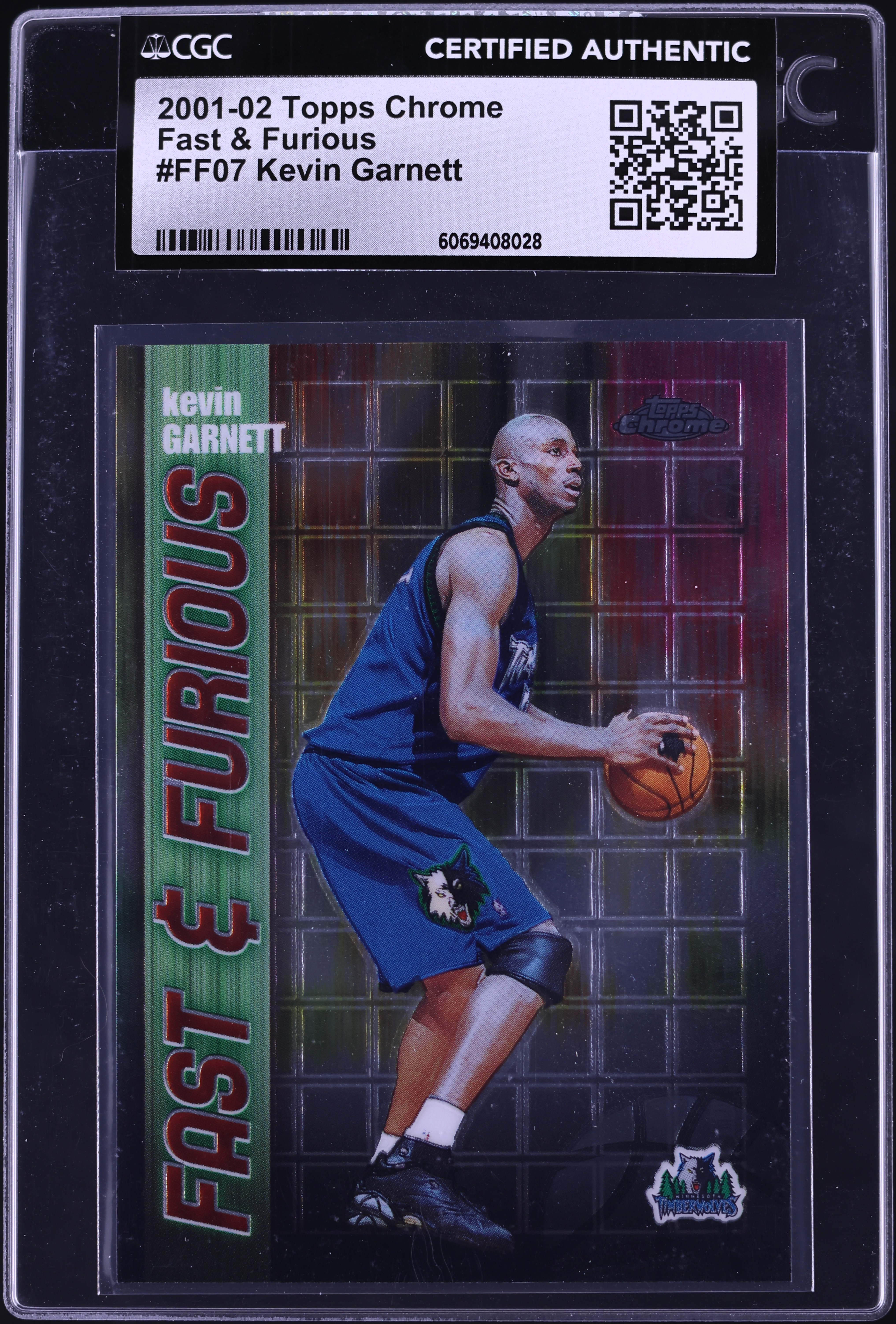 2001 Topps Chrome Fast & Furious Kevin Garnett #FF07 CGC AUTH on
