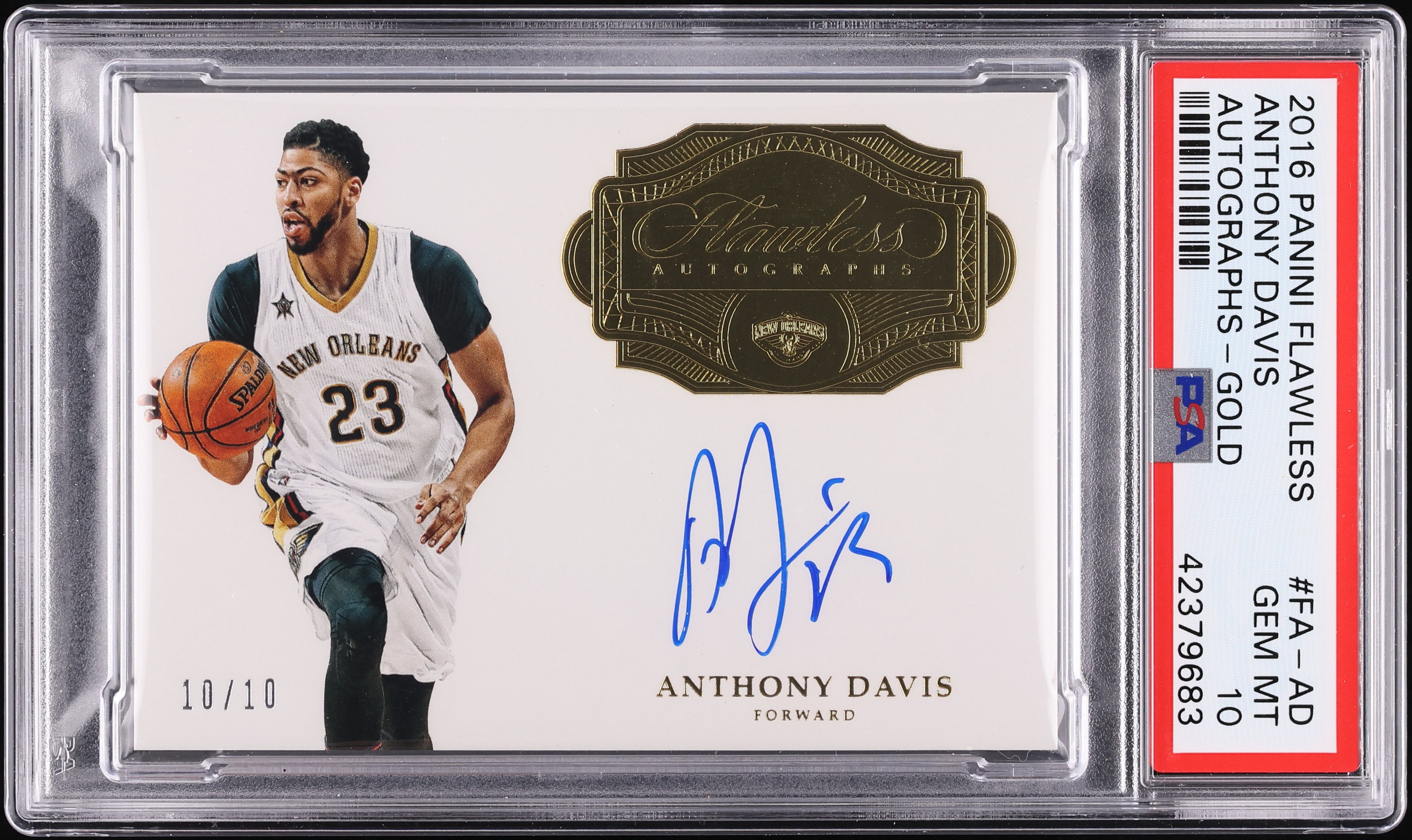 2016 Panini Flawless Gold Anthony Davis AUTO /10/10 #FA-AD PSA 10