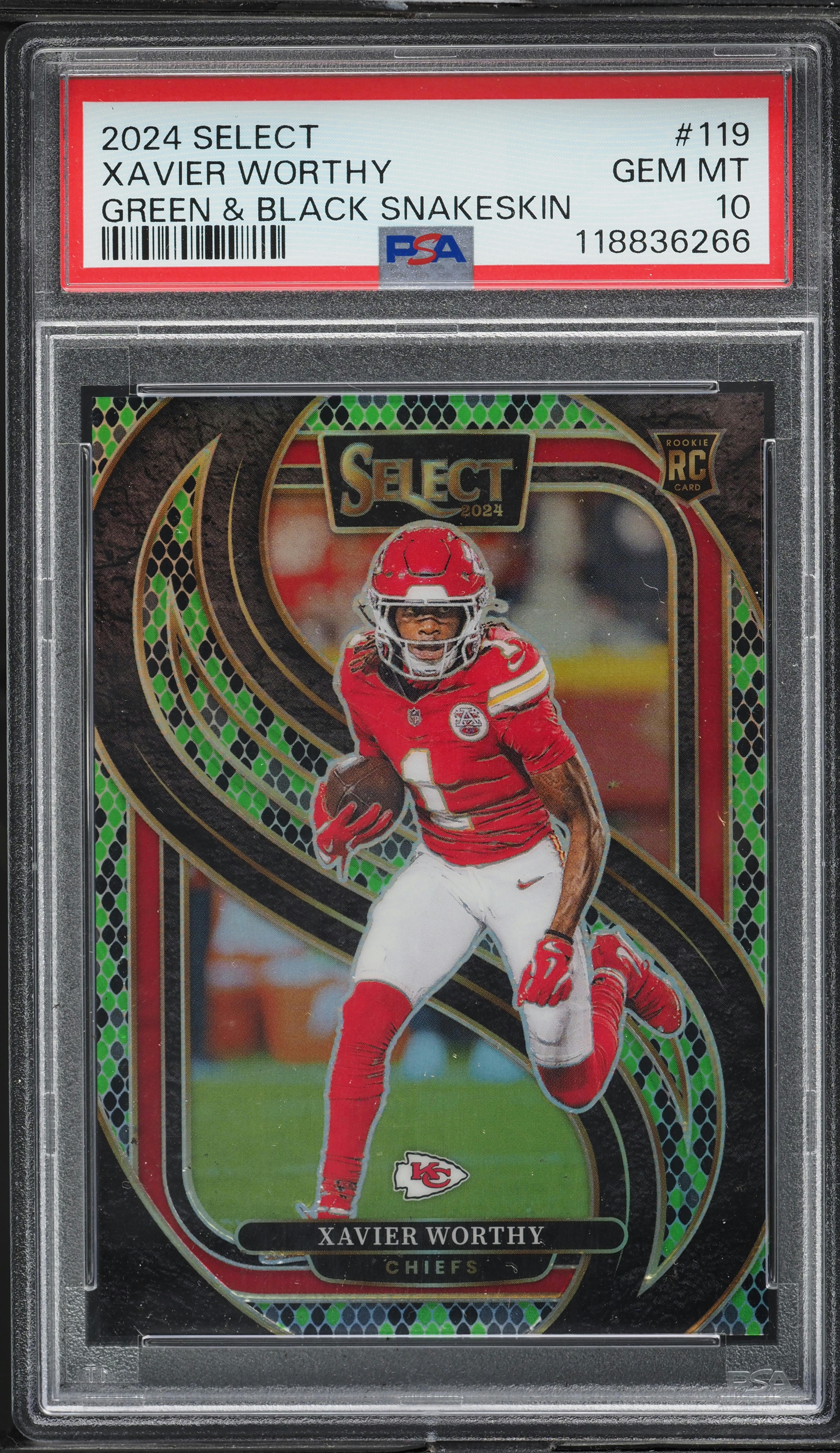 2024 Select Green Black Snakeskin Xavier Worthy ROOKIE 1/5 #119