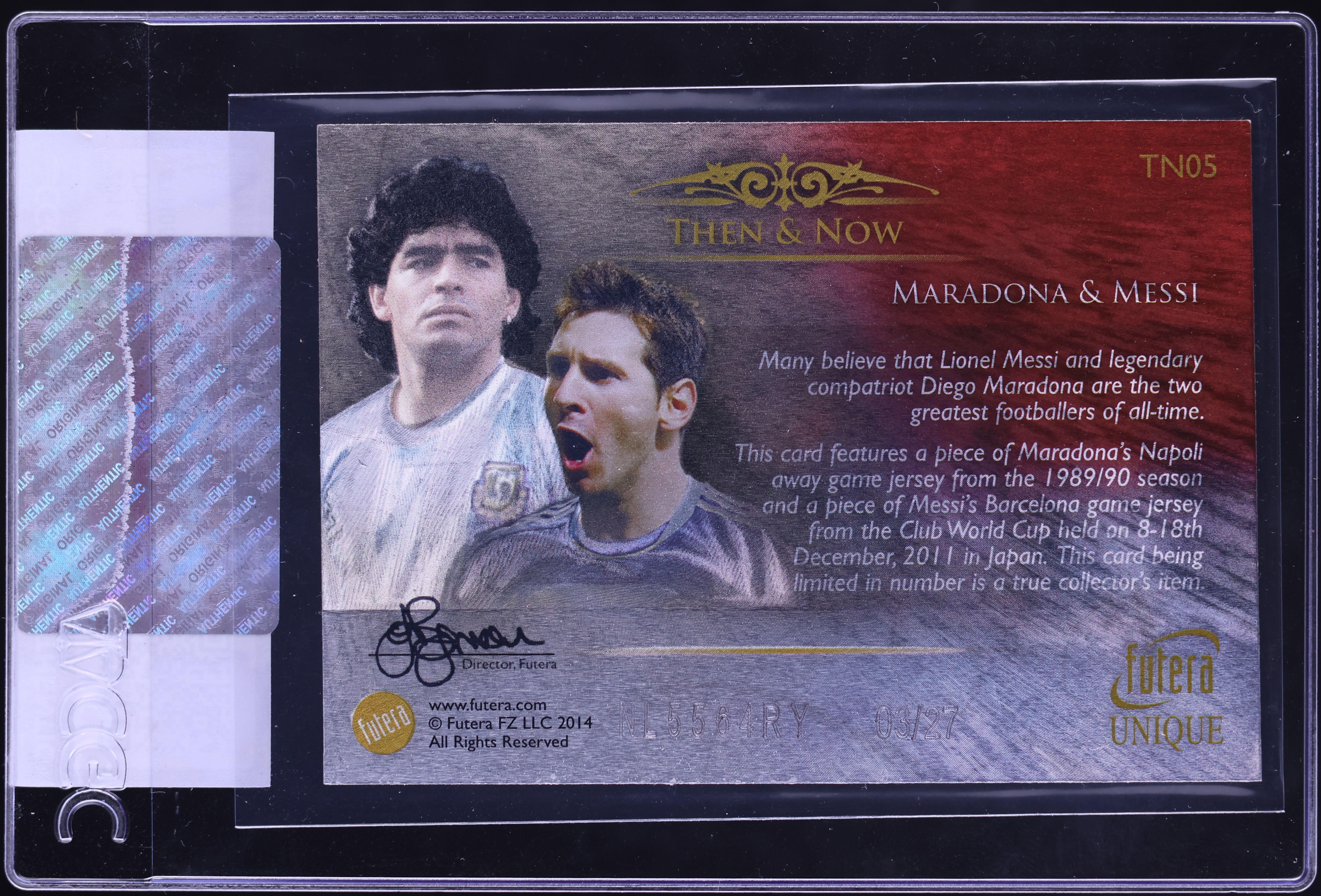 2014 Futera Unique World Football Then & Now Maradona Messi 