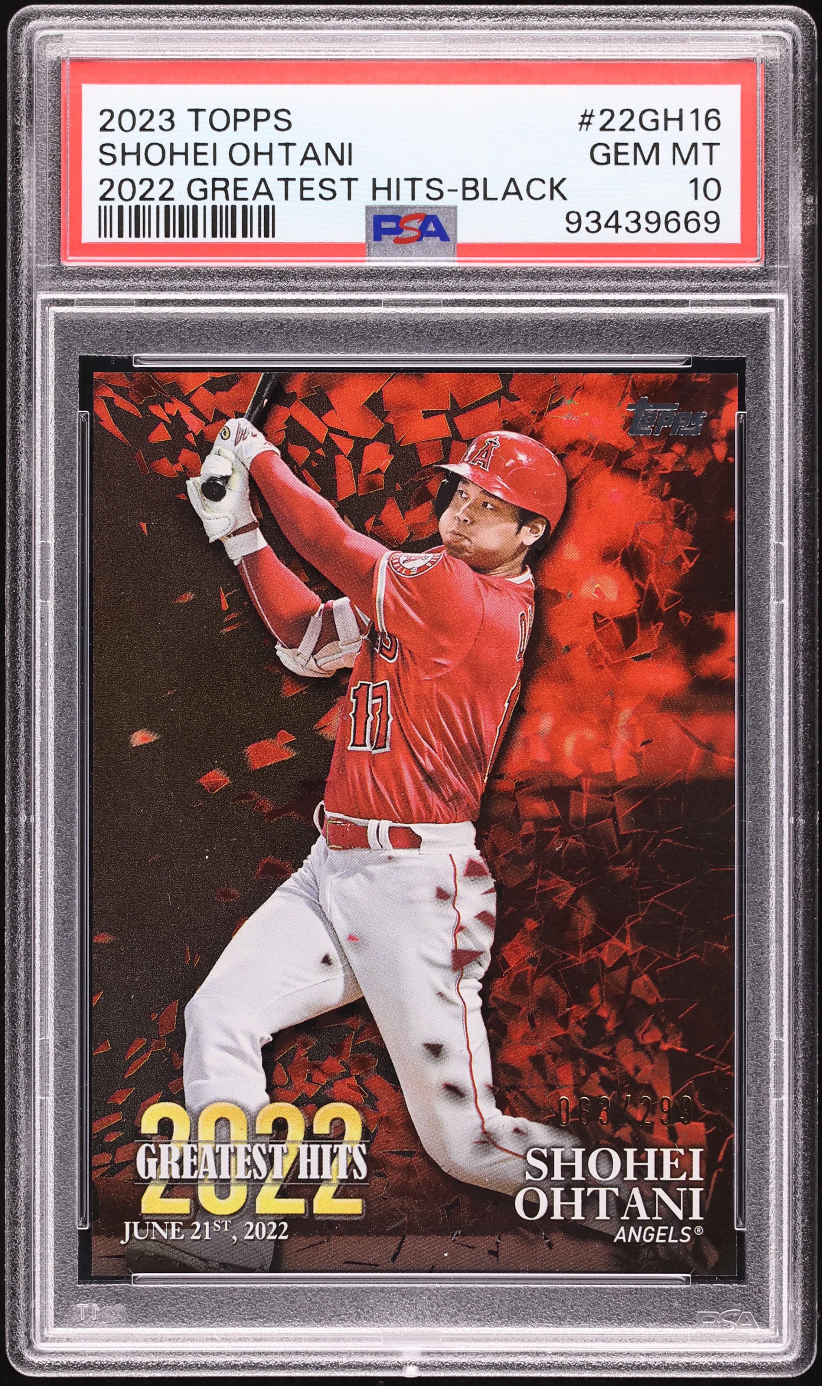 2023 Topps '22 Greatest Hits Black Shohei Ohtani /299 #22GH16 PSA