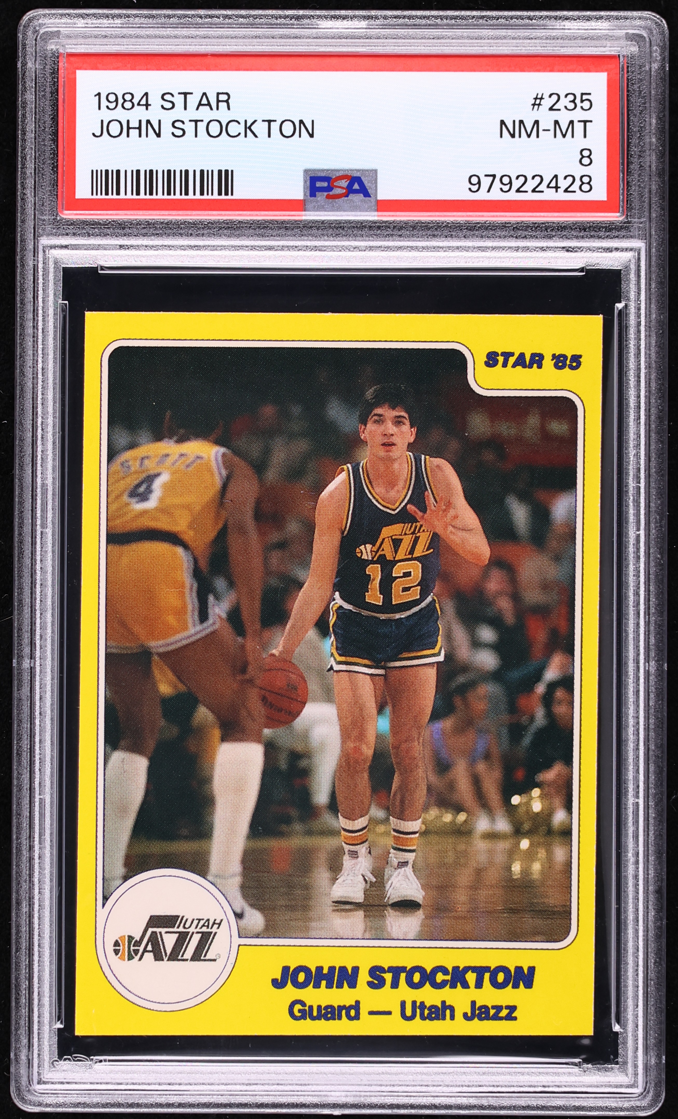1984 Star Basketball John Stockton ROOKIE #235 PSA 8 NM-MT on 