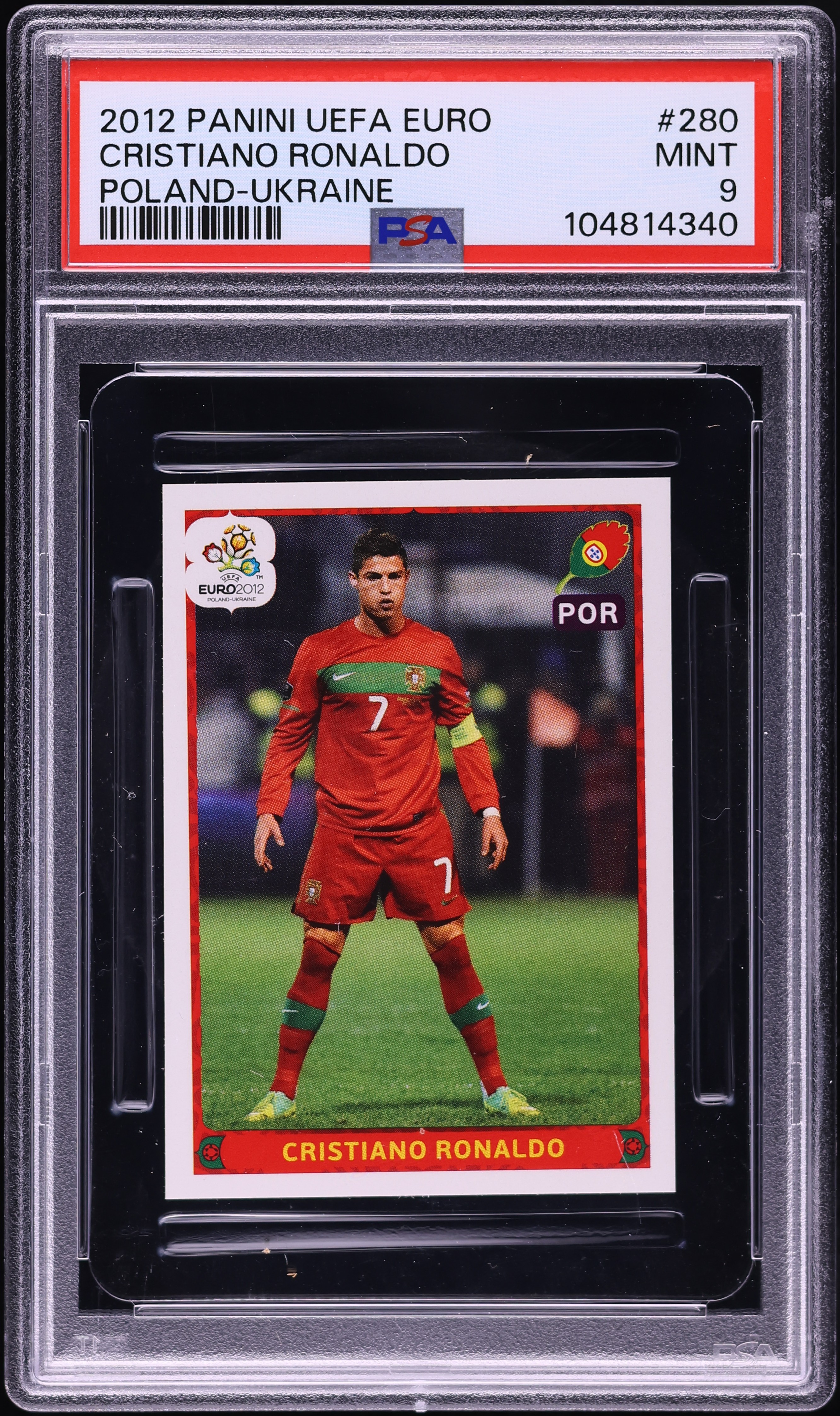 2012 Panini UEFA Euro Cristiano Ronaldo #280 PSA 9 MINT on