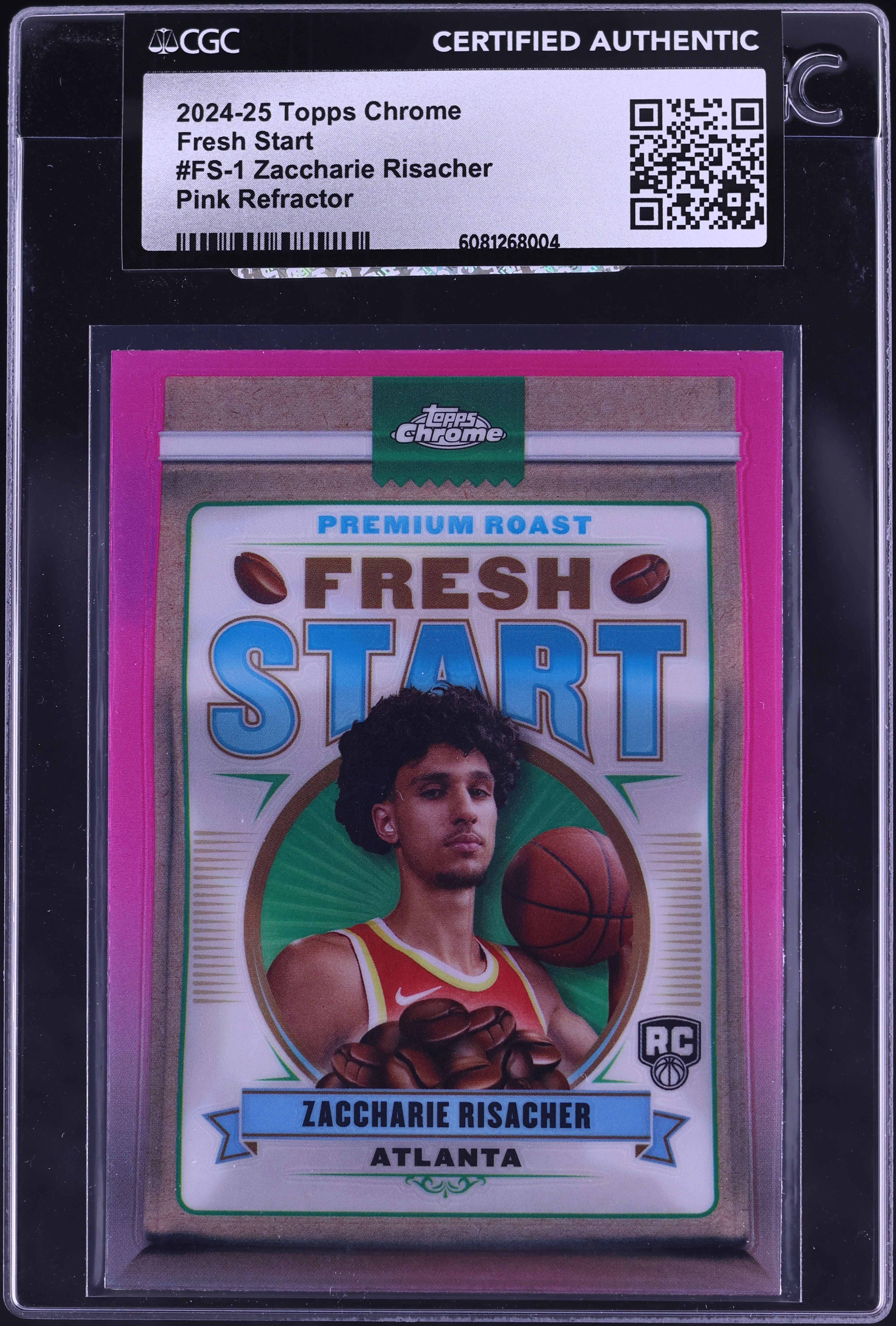 2024 Topps Chrome Fresh Start Pink Ref Zaccharie Risacher ROOKIE 