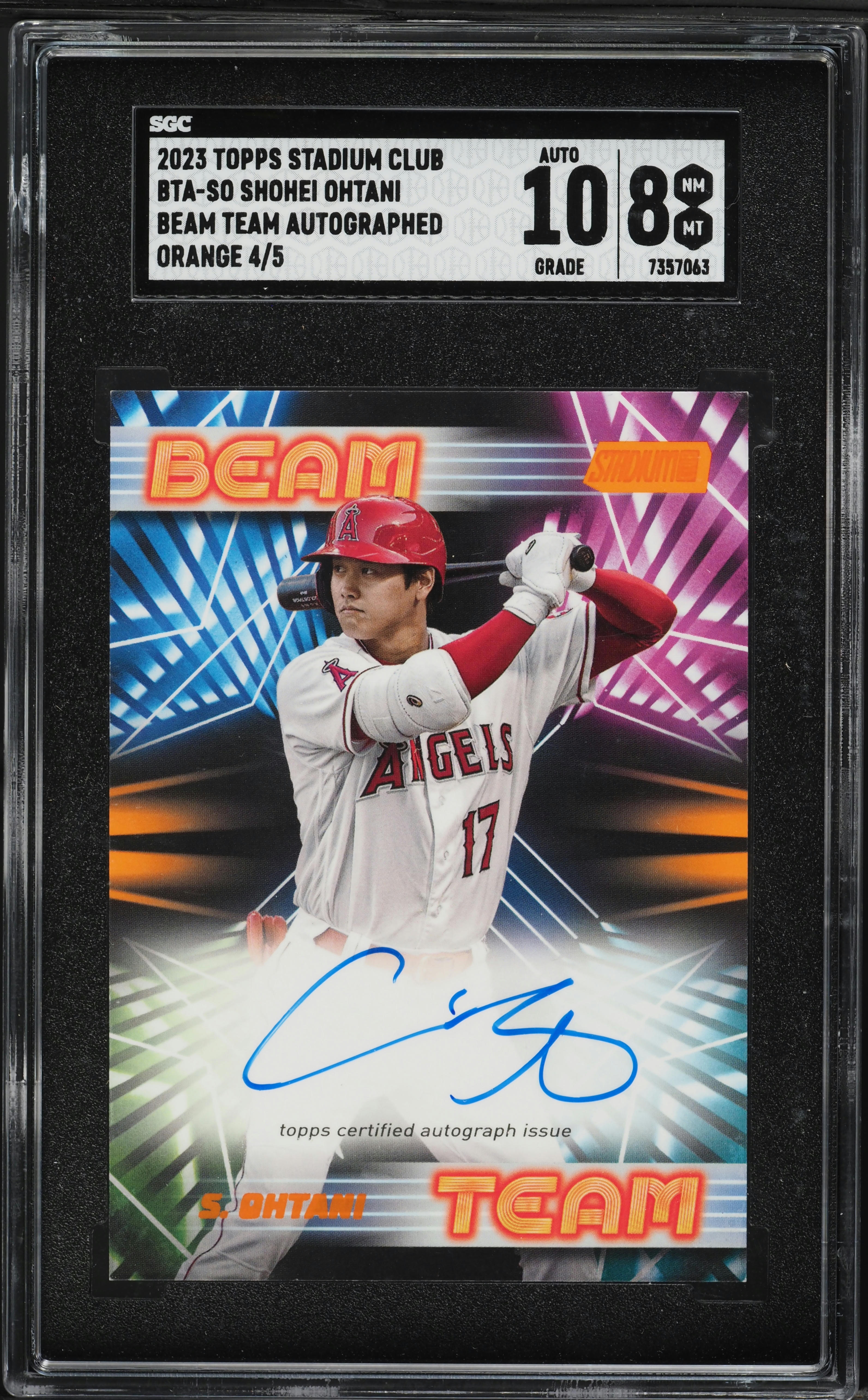 2023 Stadium Club Beam Team Shohei Ohtani AUTO /5 #BTA-SO SGC 8 NM 