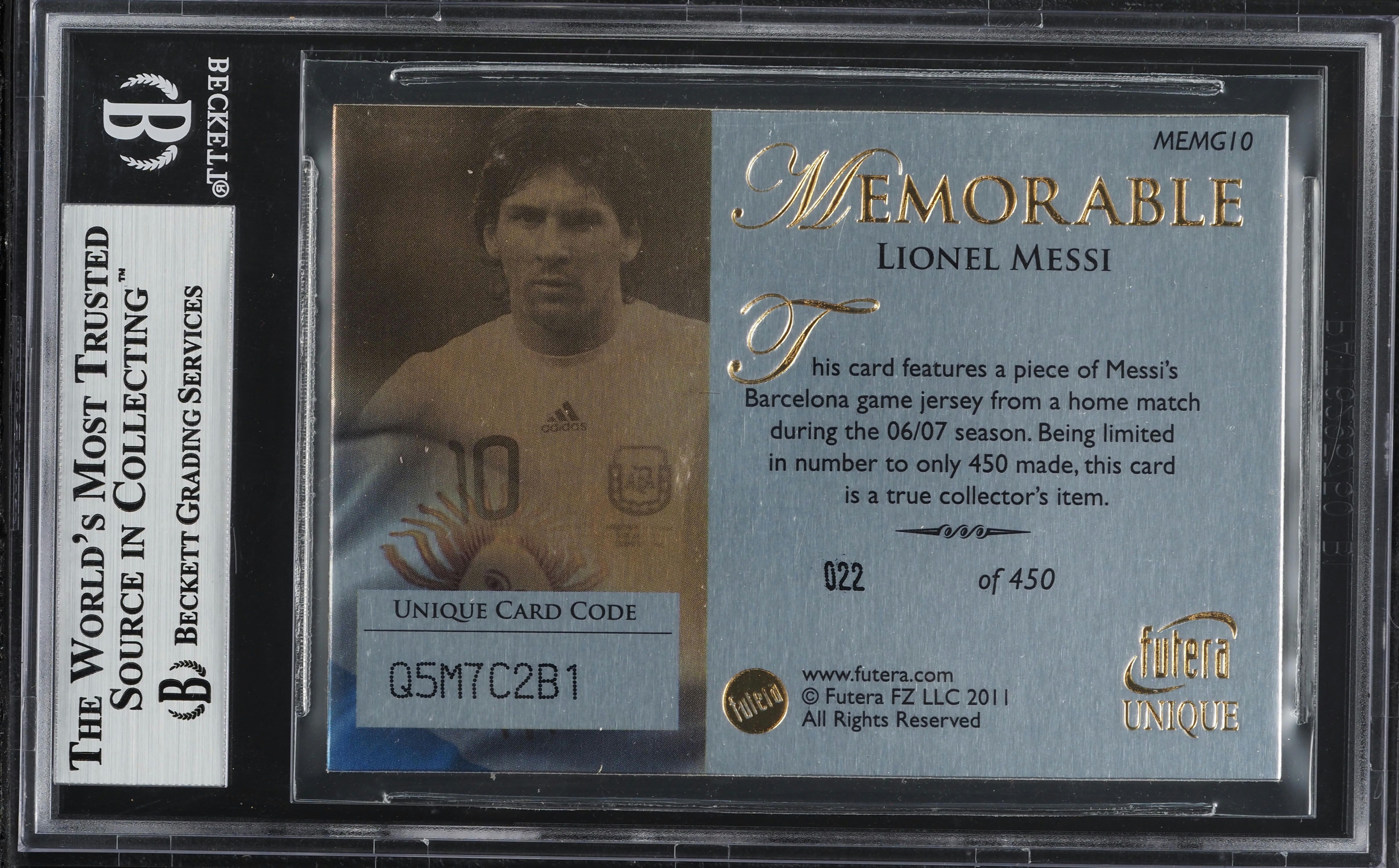 2011 Futera World Football Unique Memorabilia Gold Lionel Messi