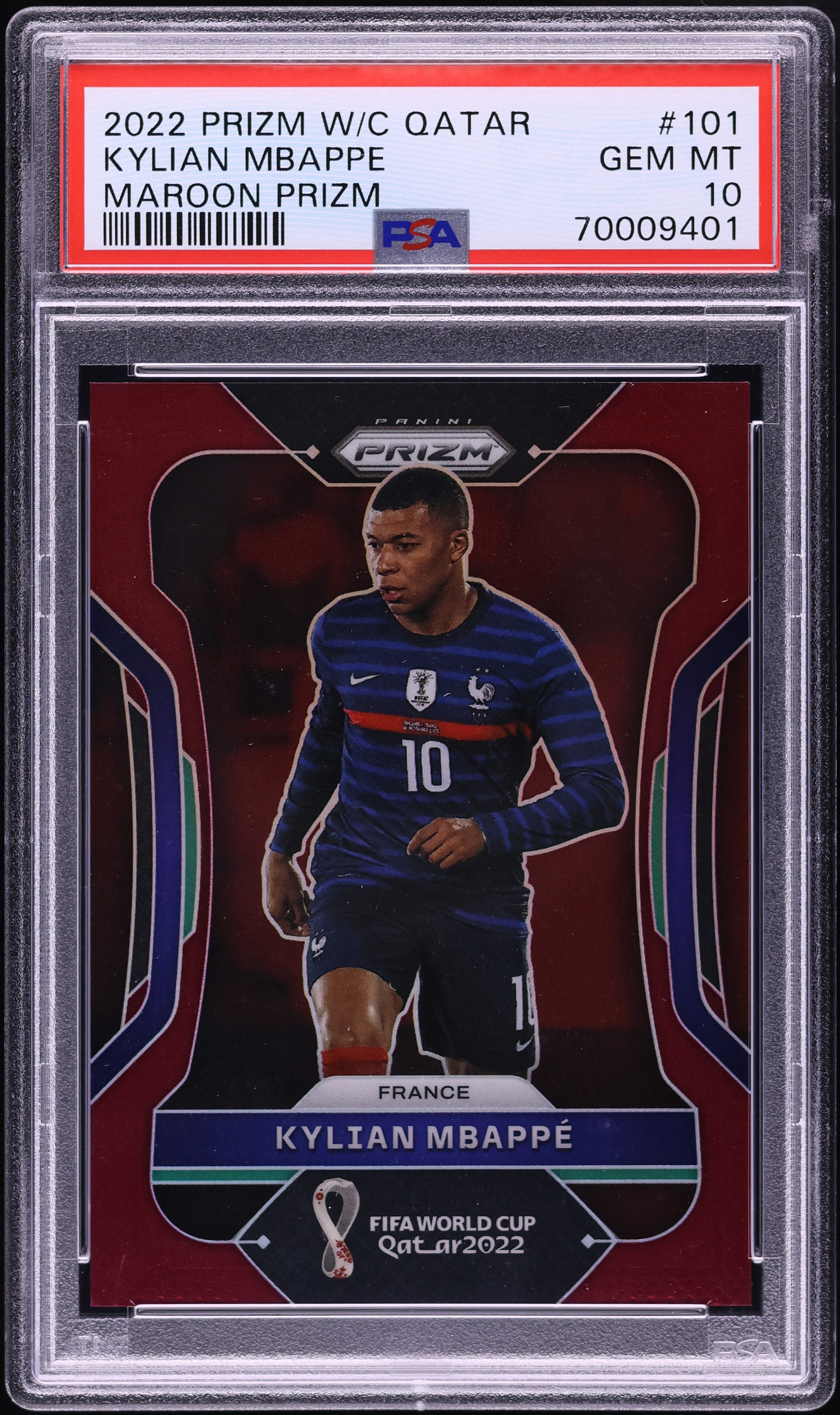 2022 Panini Prizm World Cup Qatar Maroon Kylian Mbappe /22 #101