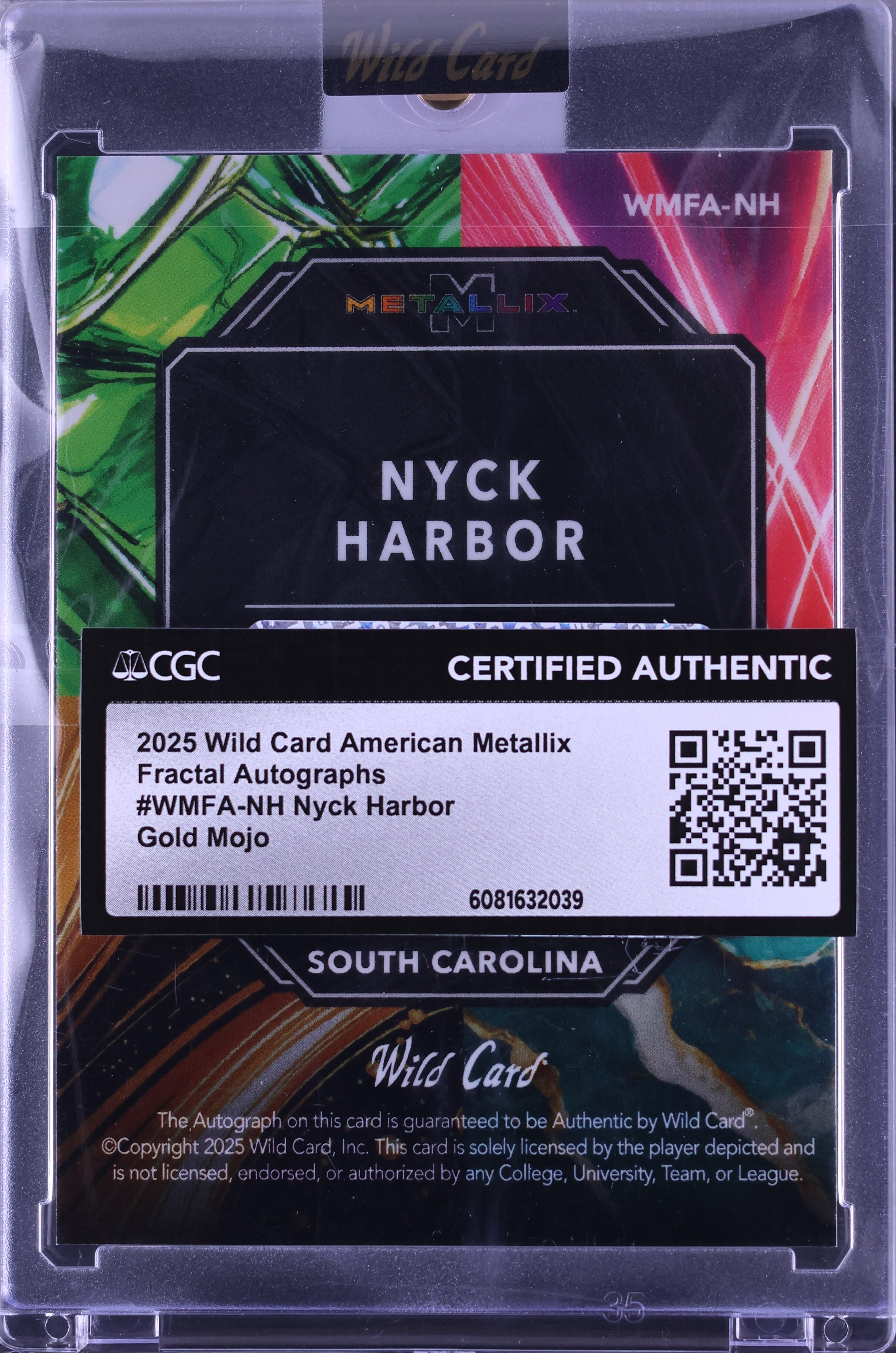 2025 Wild Card Metallix Fractal Gold Mojo Nyck Harbor ROOKIE AUTO