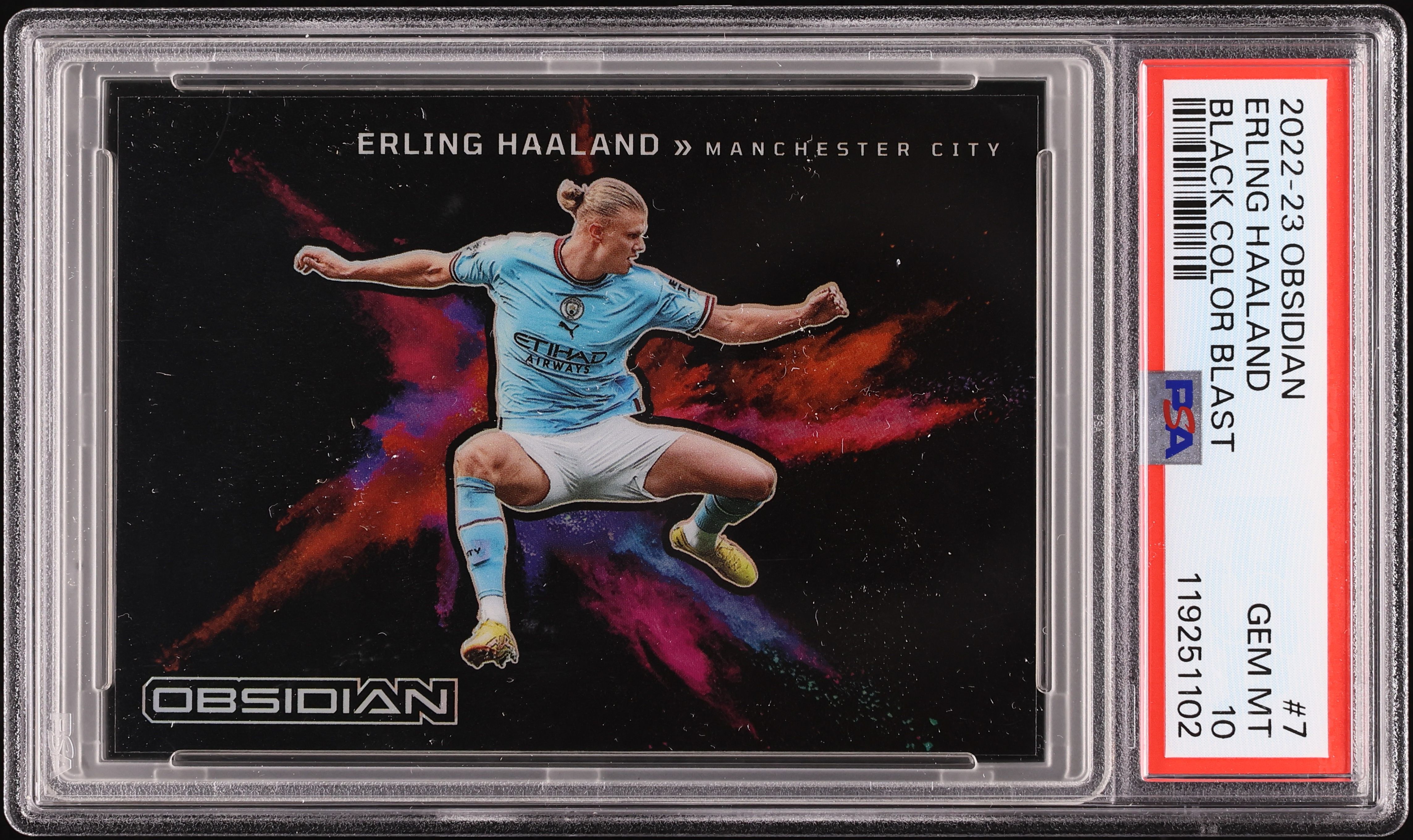 2022 Panini Obsidian Black Colorblast Erling Haaland #7 PSA 10 GEM