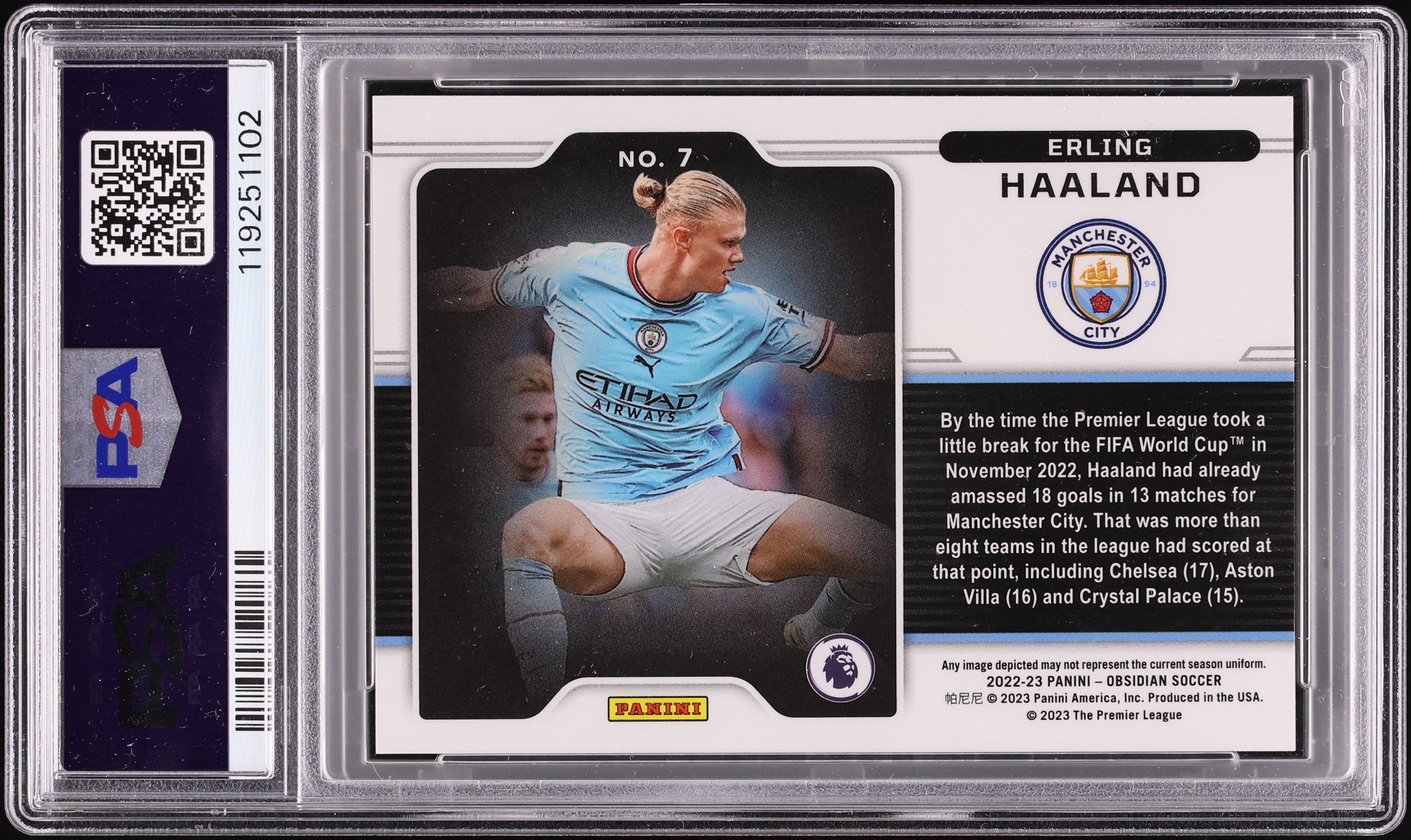 2022 Panini Obsidian Black Colorblast Erling Haaland #7 PSA 10 GEM