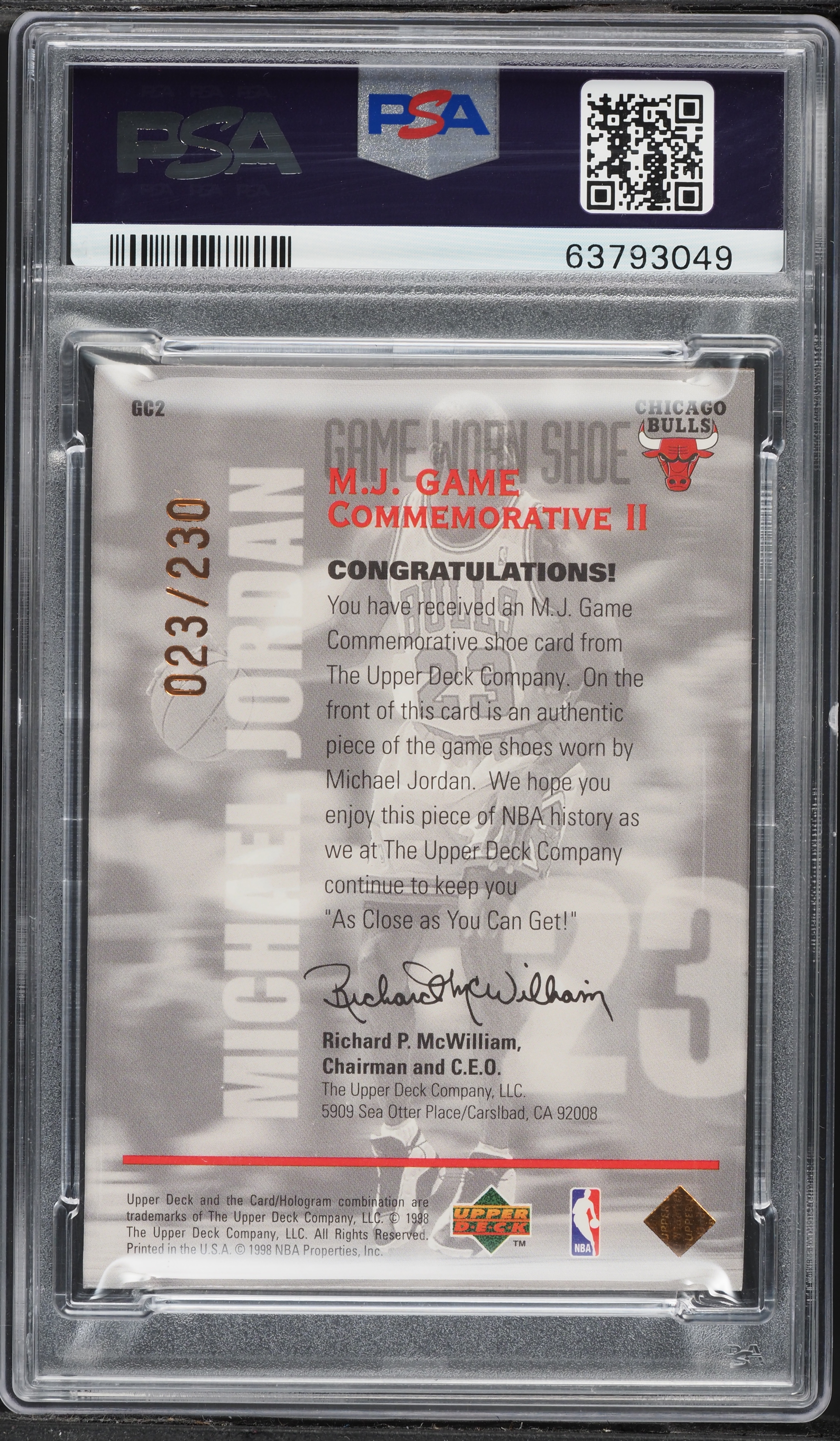 1998 Upper Deck MJ Game Worn Shoe Michael Jordan PATCH JERSEY #23 