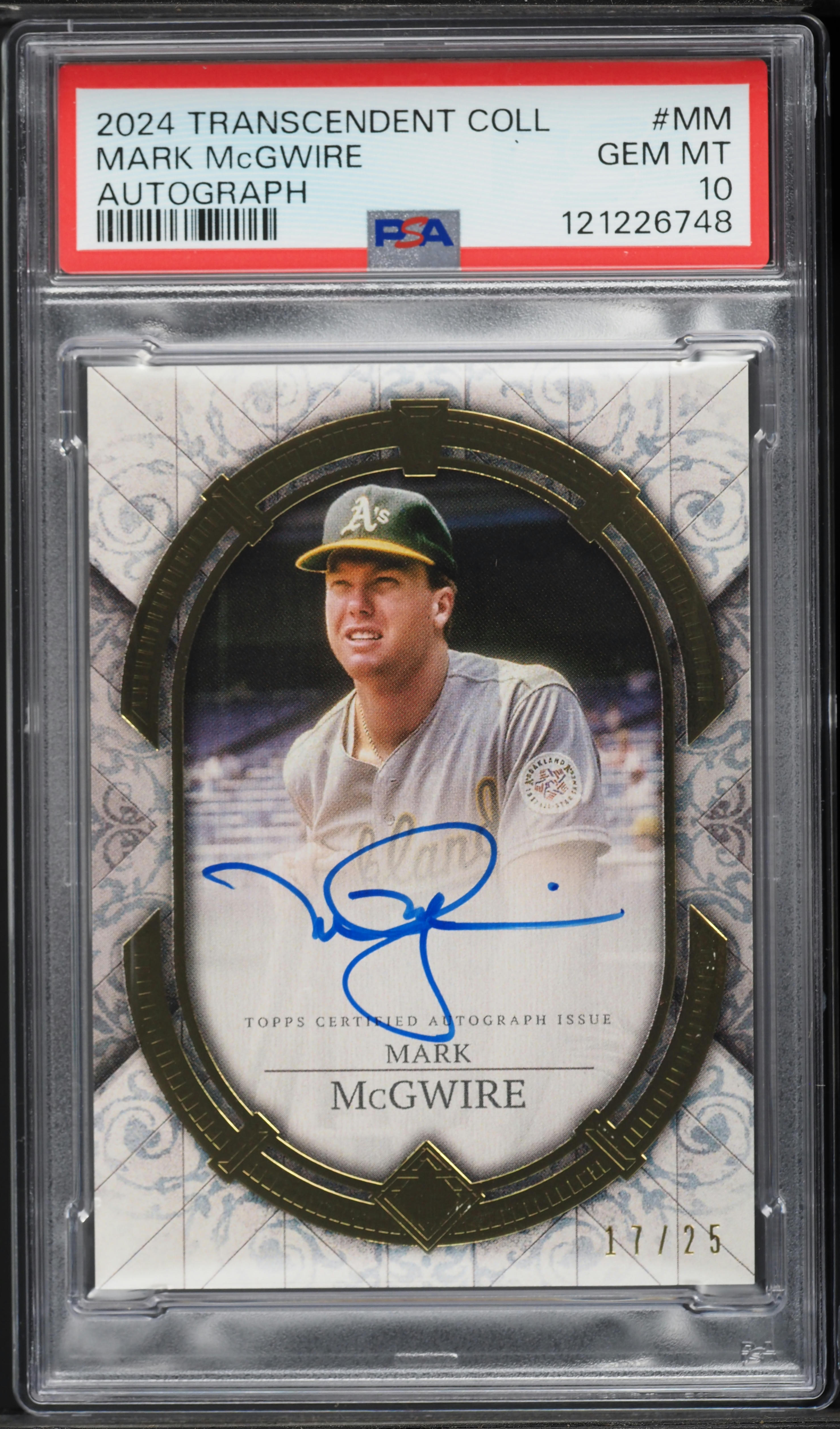 2024 Topps Transcendent Collection Mark McGwire AUTO /25 #MM PSA 