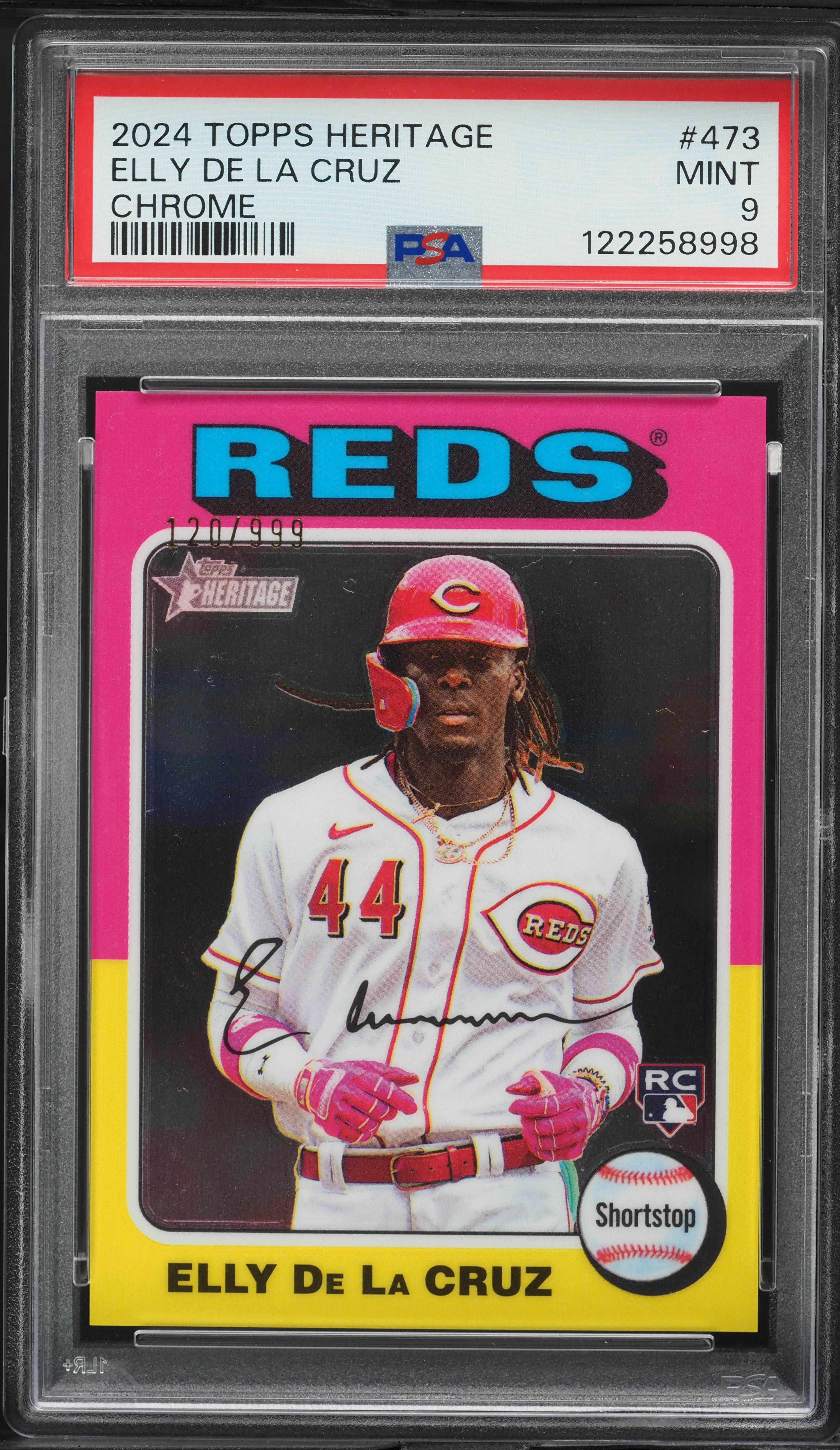 2024 Topps Heritage Chrome Elly De La Cruz ROOKIE /999 #473 PSA 9 