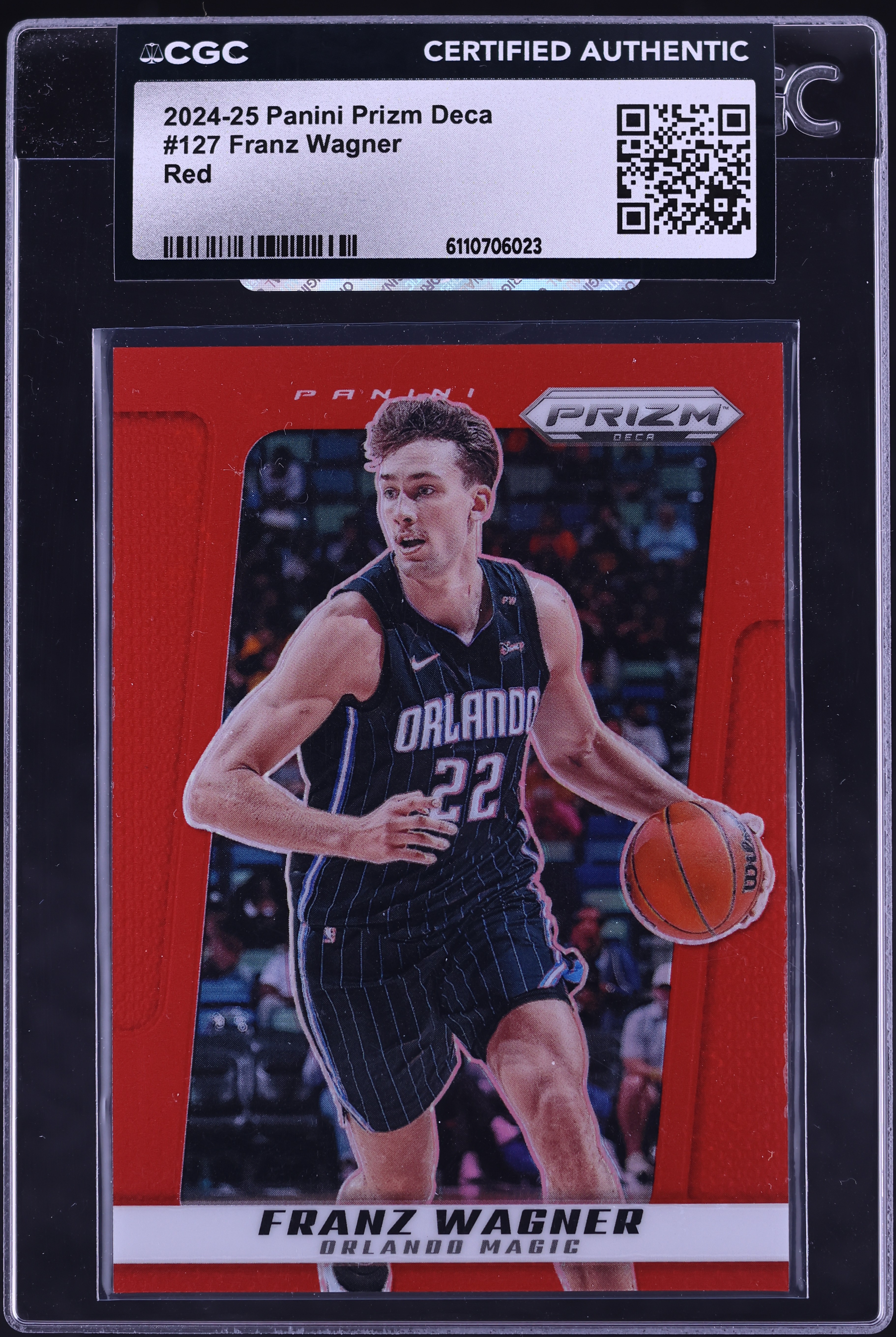 2024 Panini Prizm Deca Red Franz Wagner /199 #127 CGC AUTH on