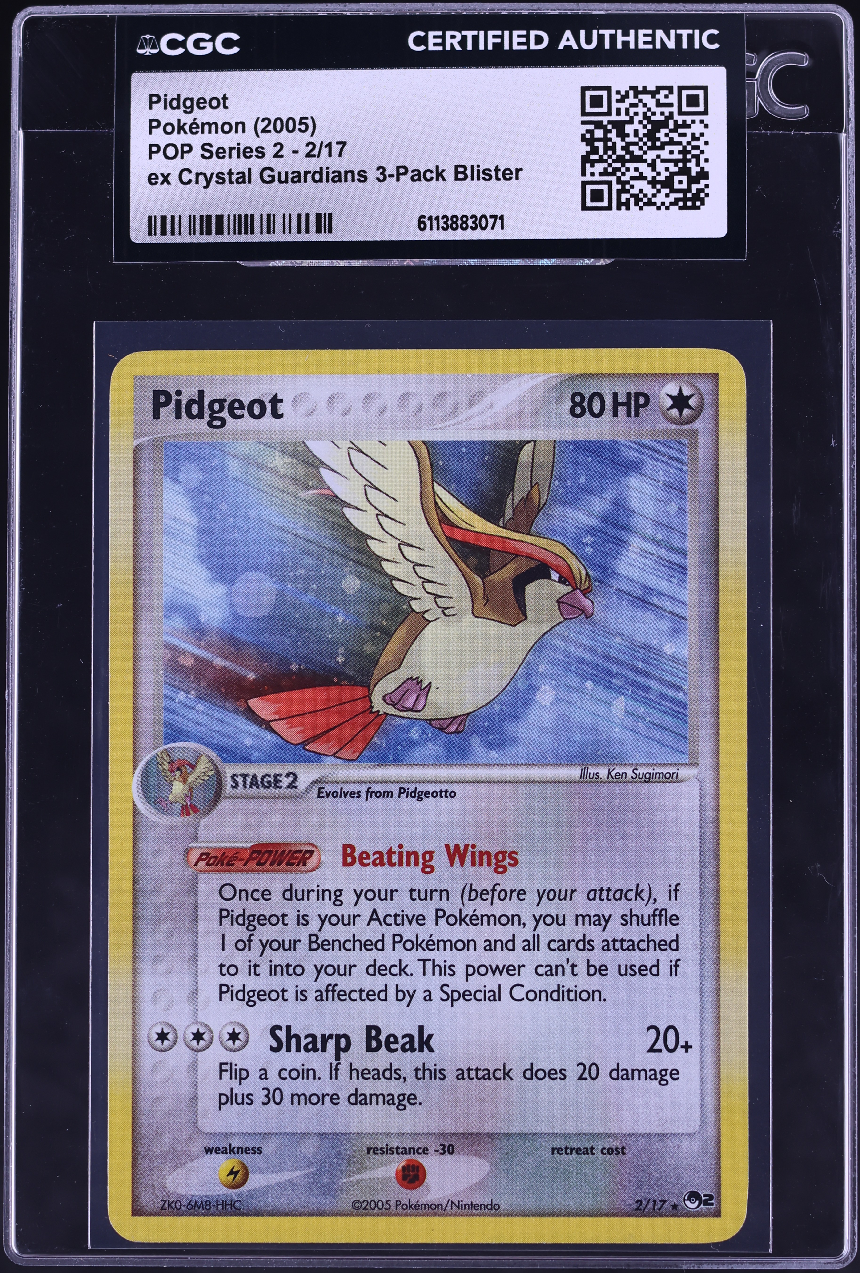 2005 Pokemon POP Series 2 Holo Pidgeot #2 CGC AUTH on Fanatics Collect