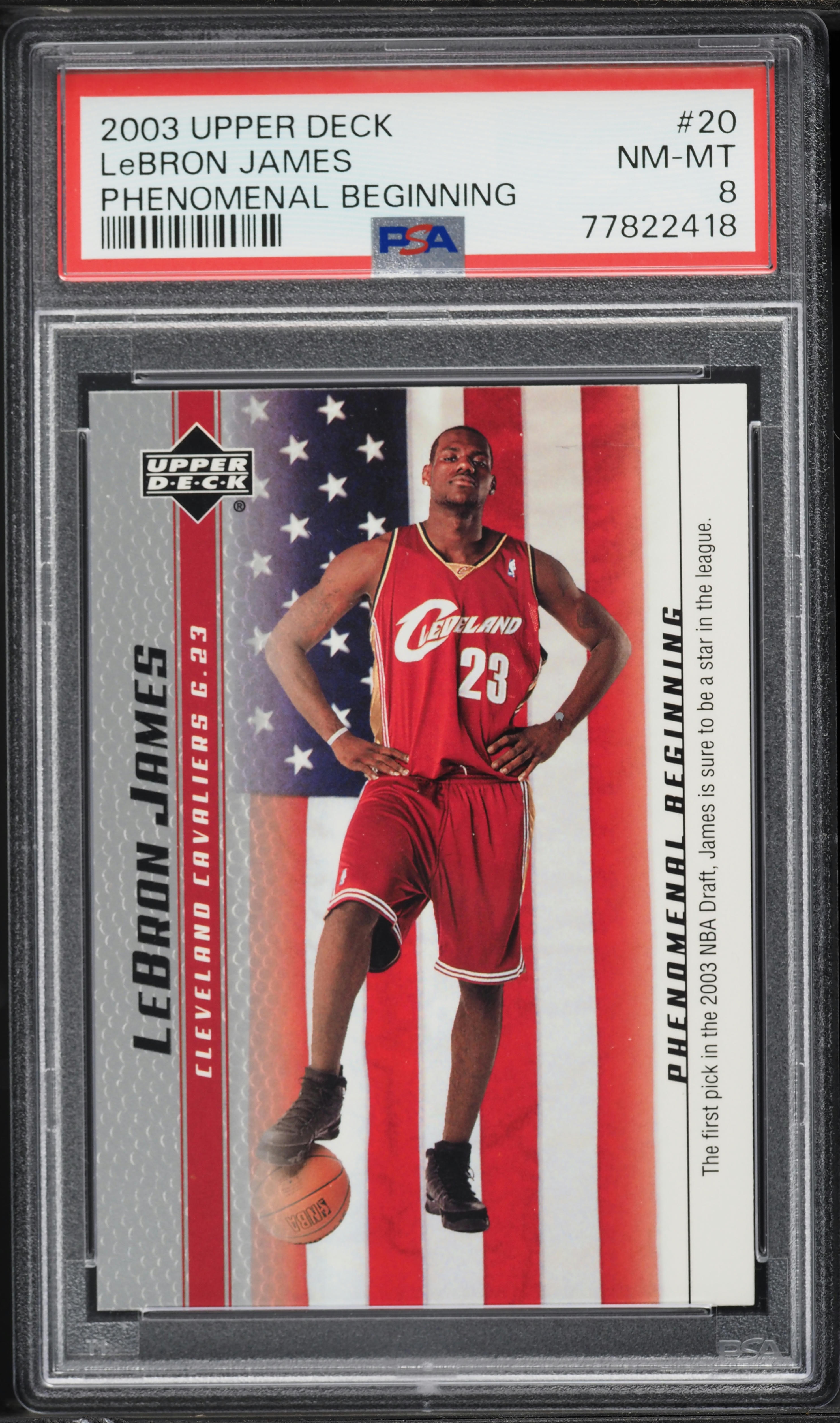 2003 Upper Deck Phenomenal Beginning LeBron James ROOKIE #20 PSA 8