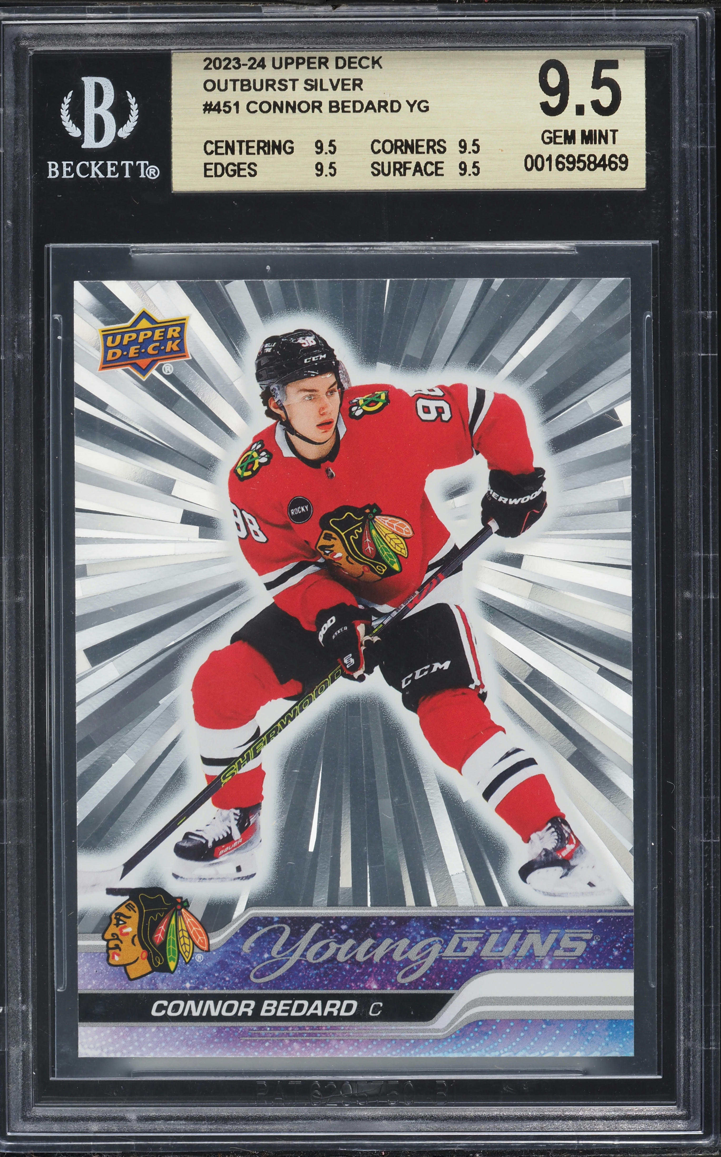 2023 Upper Deck Outburst Silver Young Guns Connor Bedard ROOKIE