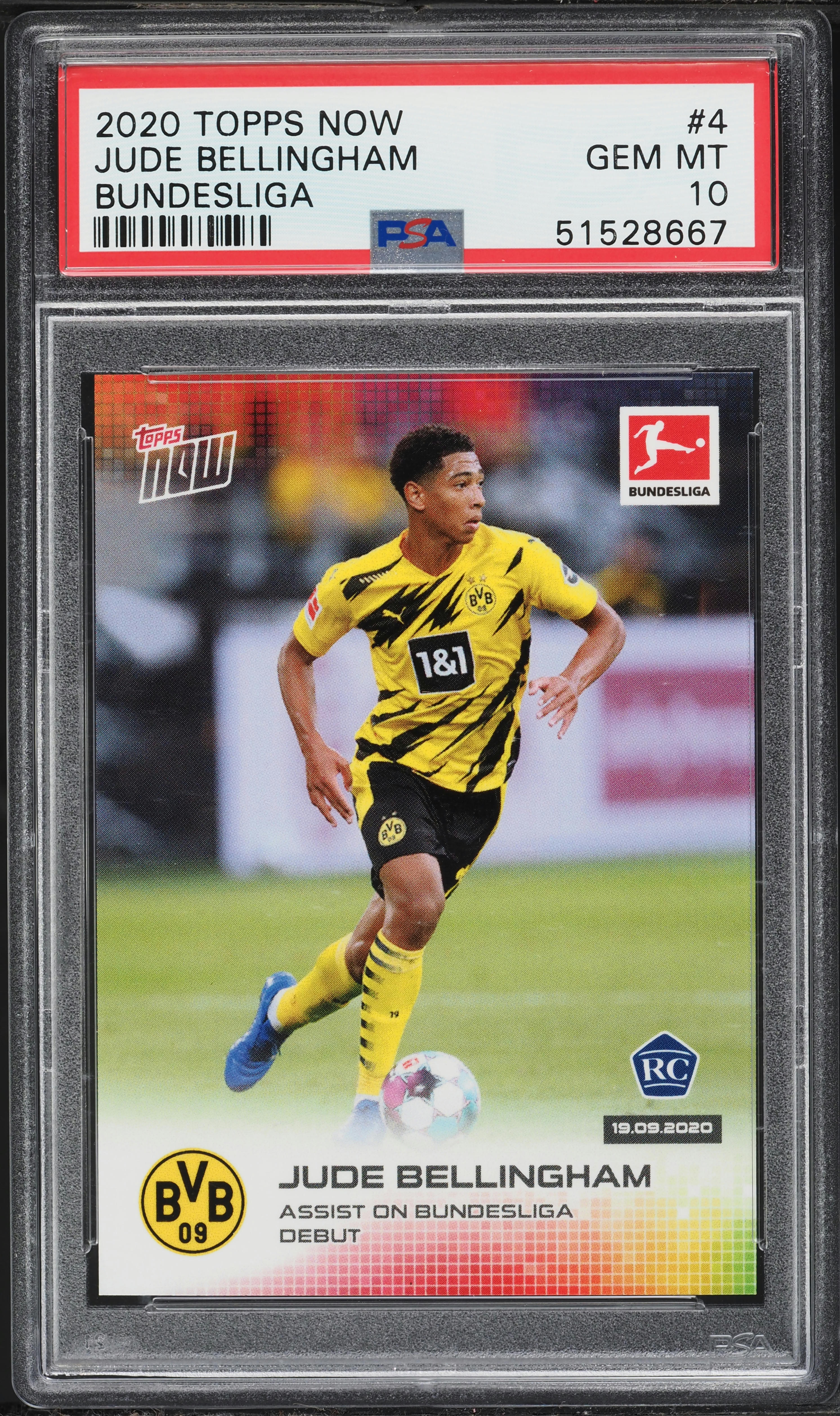 2020 Topps Now Bundesliga Jude Bellingham ROOKIE #4 PSA 10 GEM