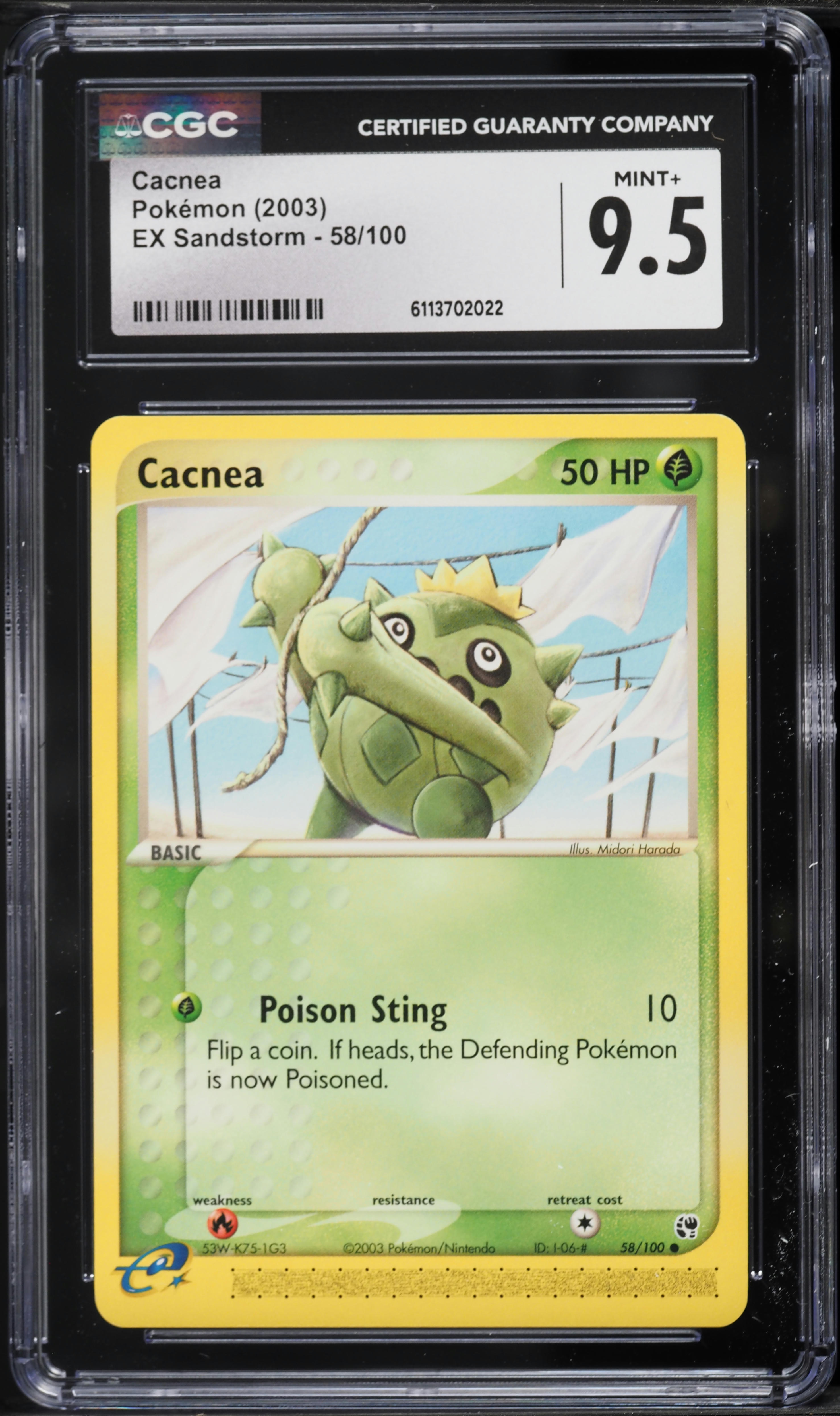 cacnea pokemon card value 2003 Pokemon EX Sandstorm Cacnea #58 CGC 9.5 MINT+ on Fanatics Collect