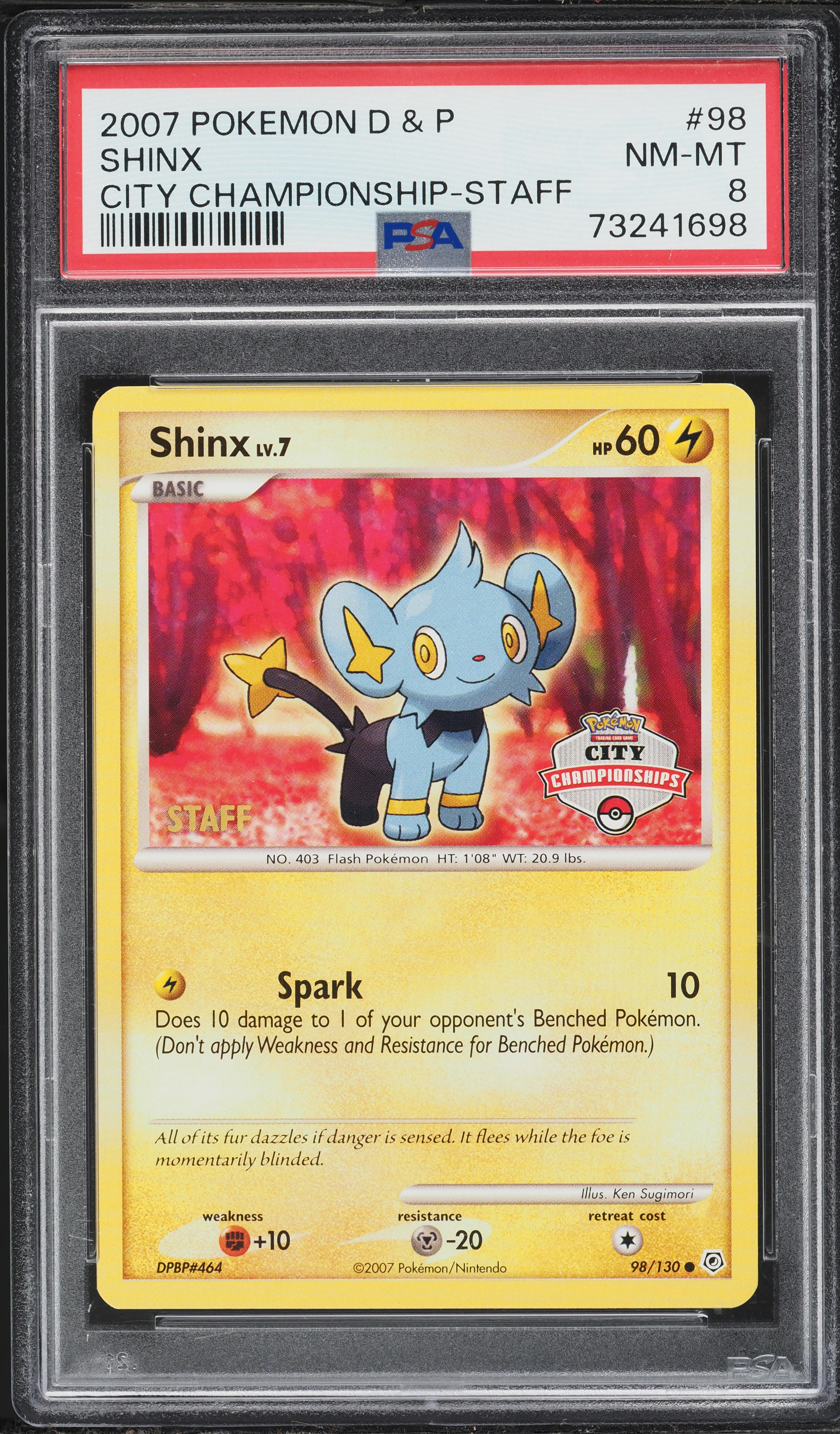2007 Pokemon Diamond & Pearl City Championship Staff Shinx #98 PSA