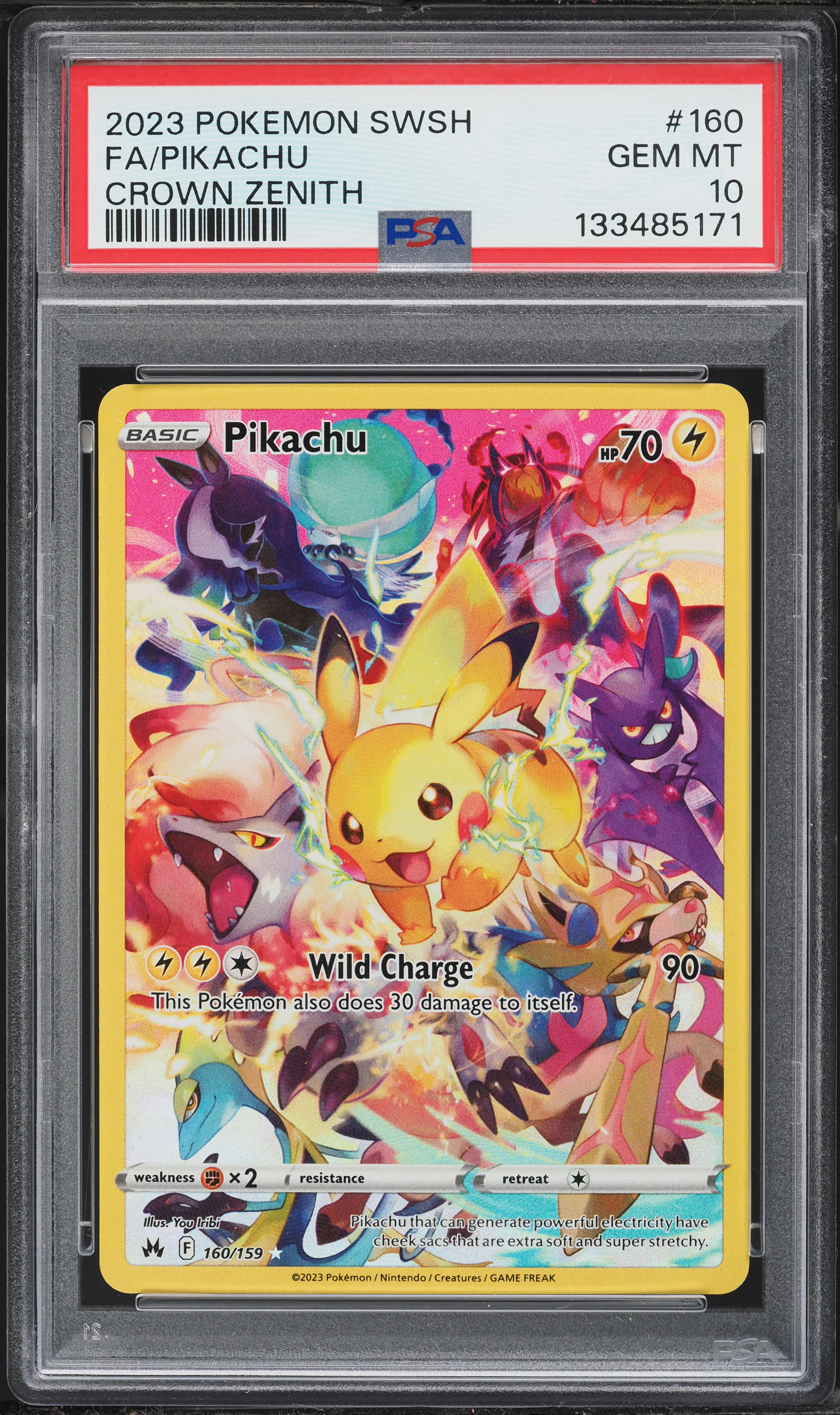 2023 Pokemon Sword & Shield Crown Zenith Full Art Pikachu #160 PSA