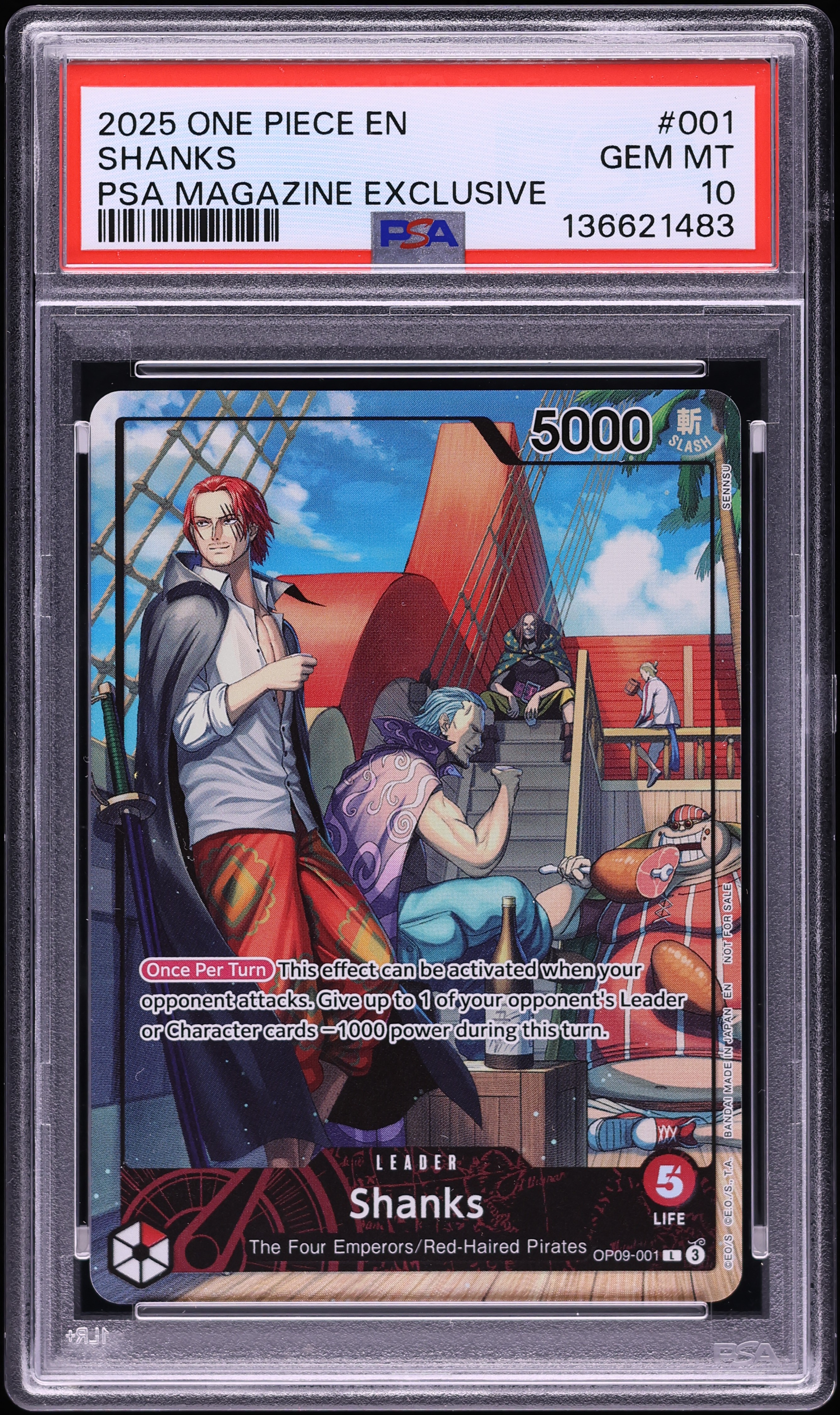 2025 One Piece PSA Magazine Exclusive Shanks #OP09-001 PSA 10 GEM