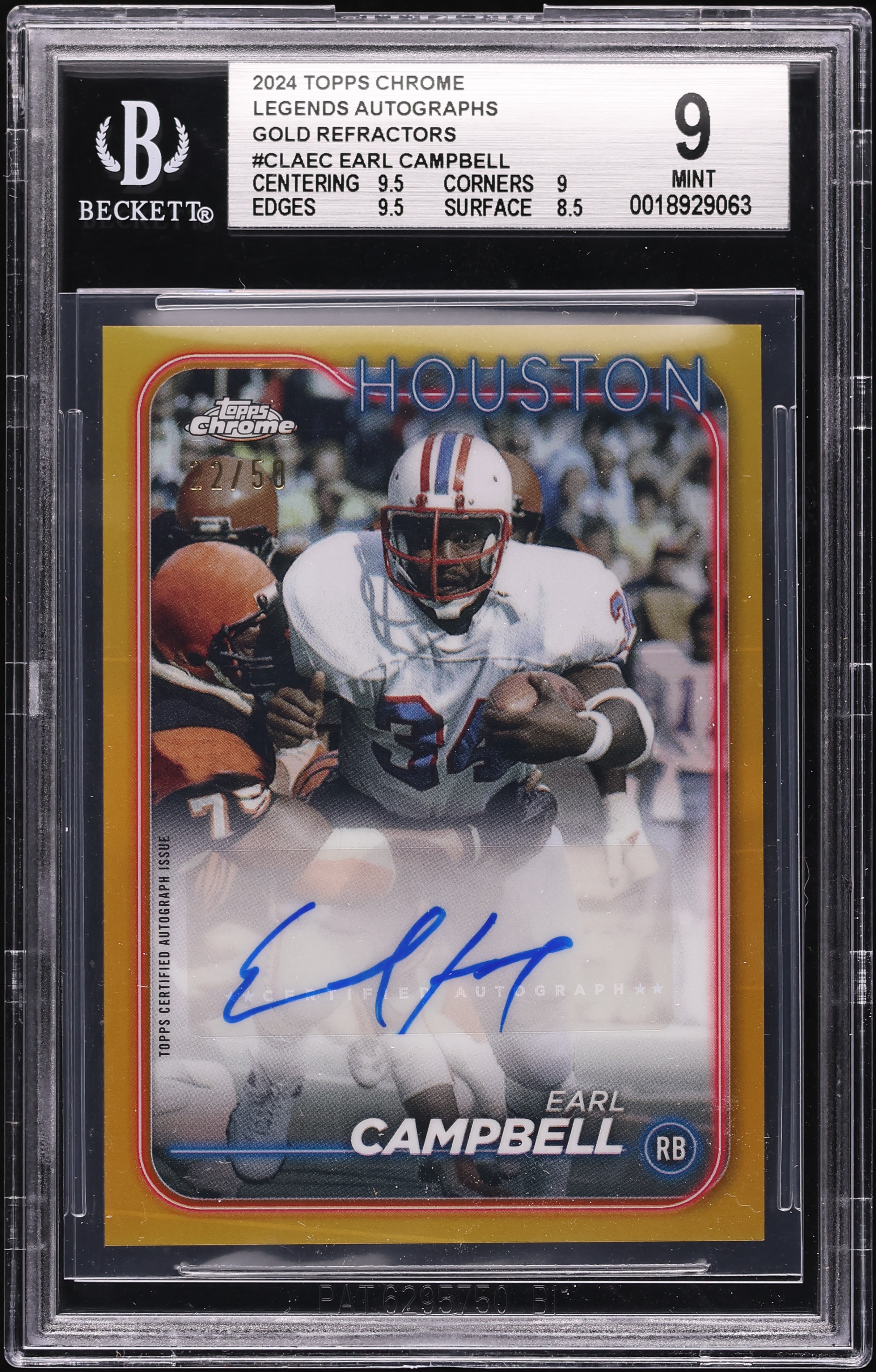 2024 Topps Chrome Legends Gold Refractors Earl Campbell AUTO /50