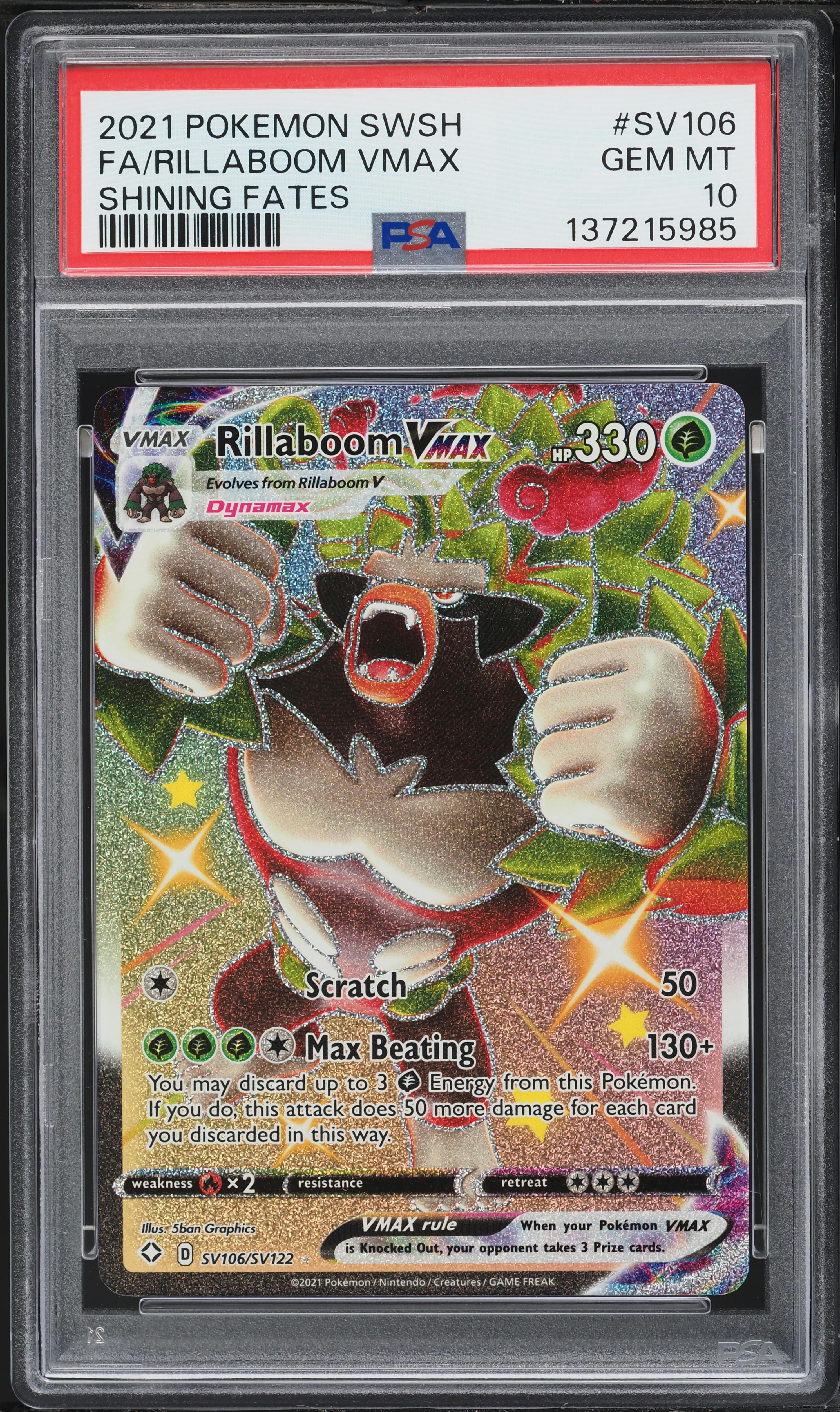 pokemon card rillaboom vmax price 018/192 - Ultra Rare Rebel Clash Singles 2021 Pokemon Sword & Shield